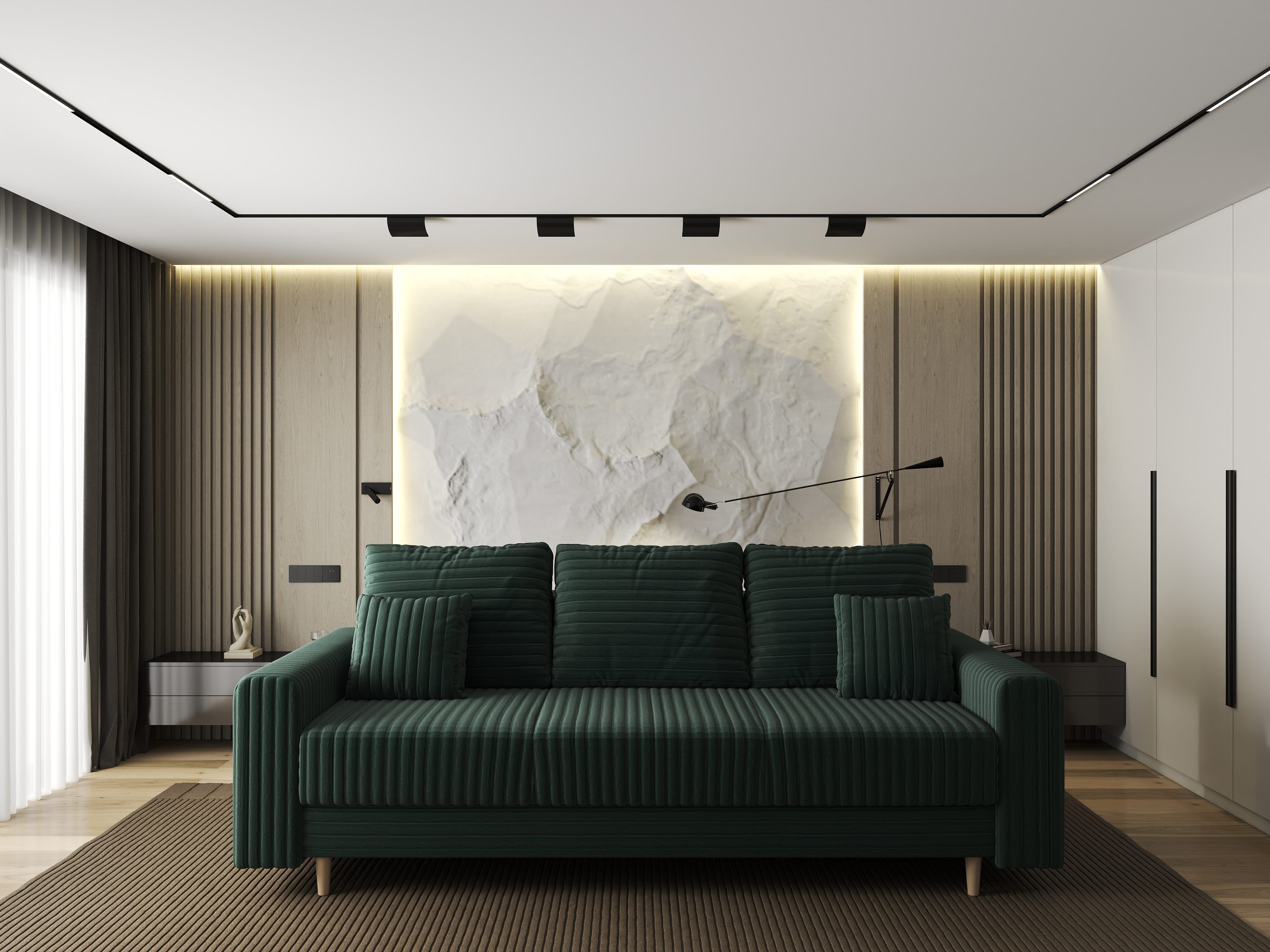 Canapea extensibilă dumonde cu ladă de depozitare si sezut confortabil din spuma HR, Kronos Ambience Verde 210x100 cm fabrica
