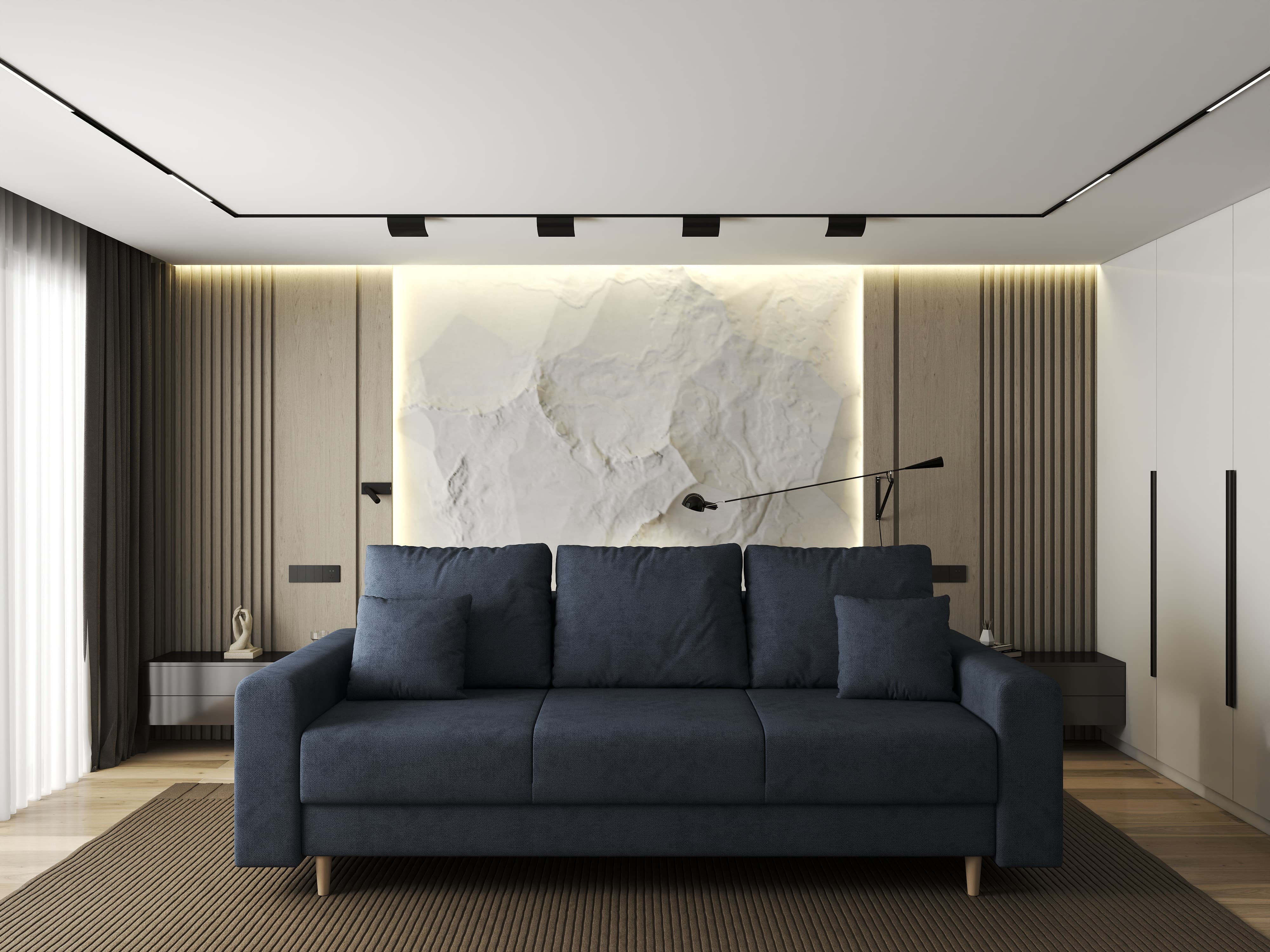 Canapea extensibilă dumonde cu ladă de depozitare si sezut confortabil din spuma HR, Kronos Enjoy Antracit 210x100 cm fabrica