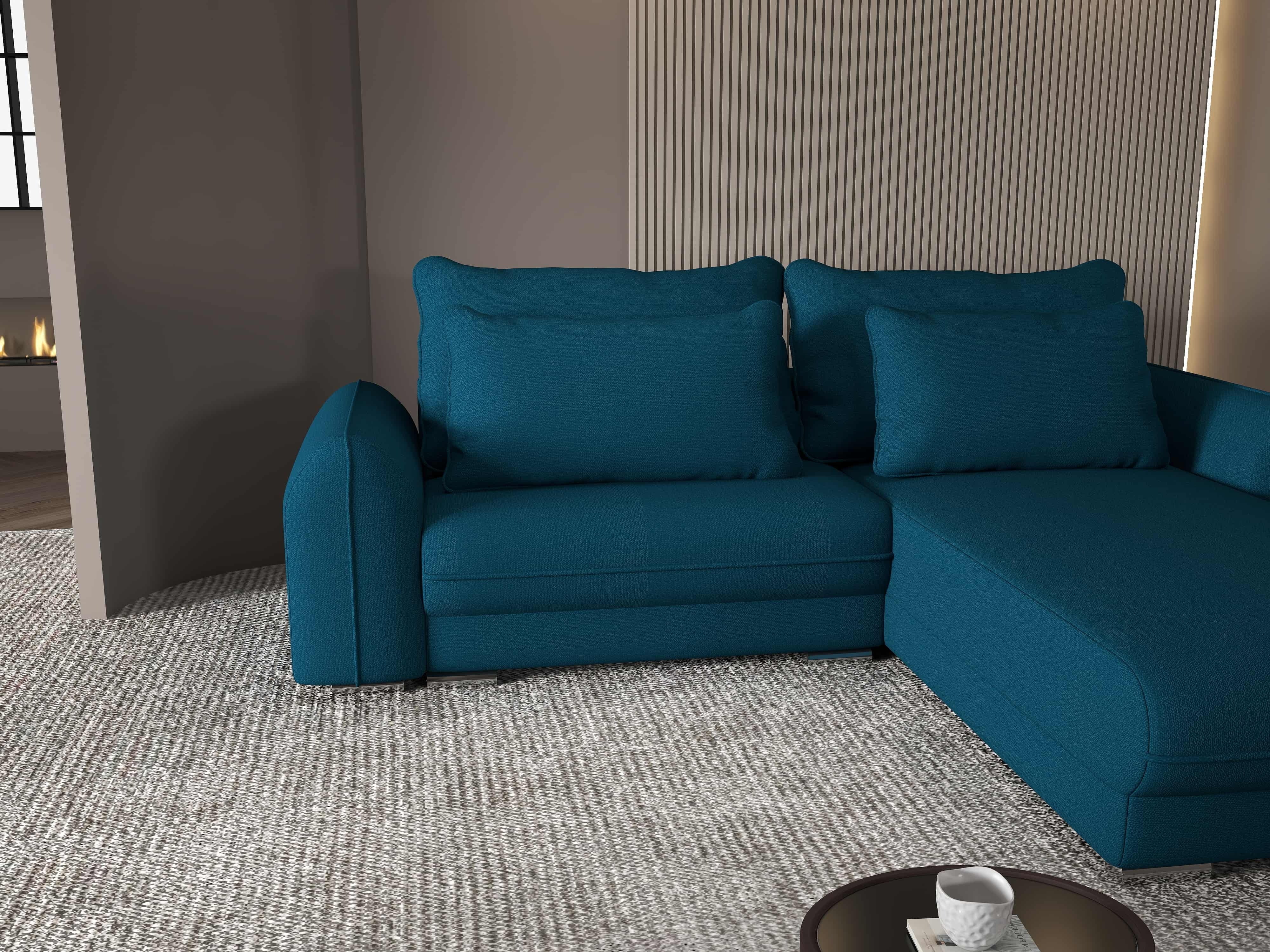 Colțar extensibil dumonde cu ladă de depozitare si sezut confortabil din spuma HR, Denver Enjoy Petrol 275x185 cm II Fabrica