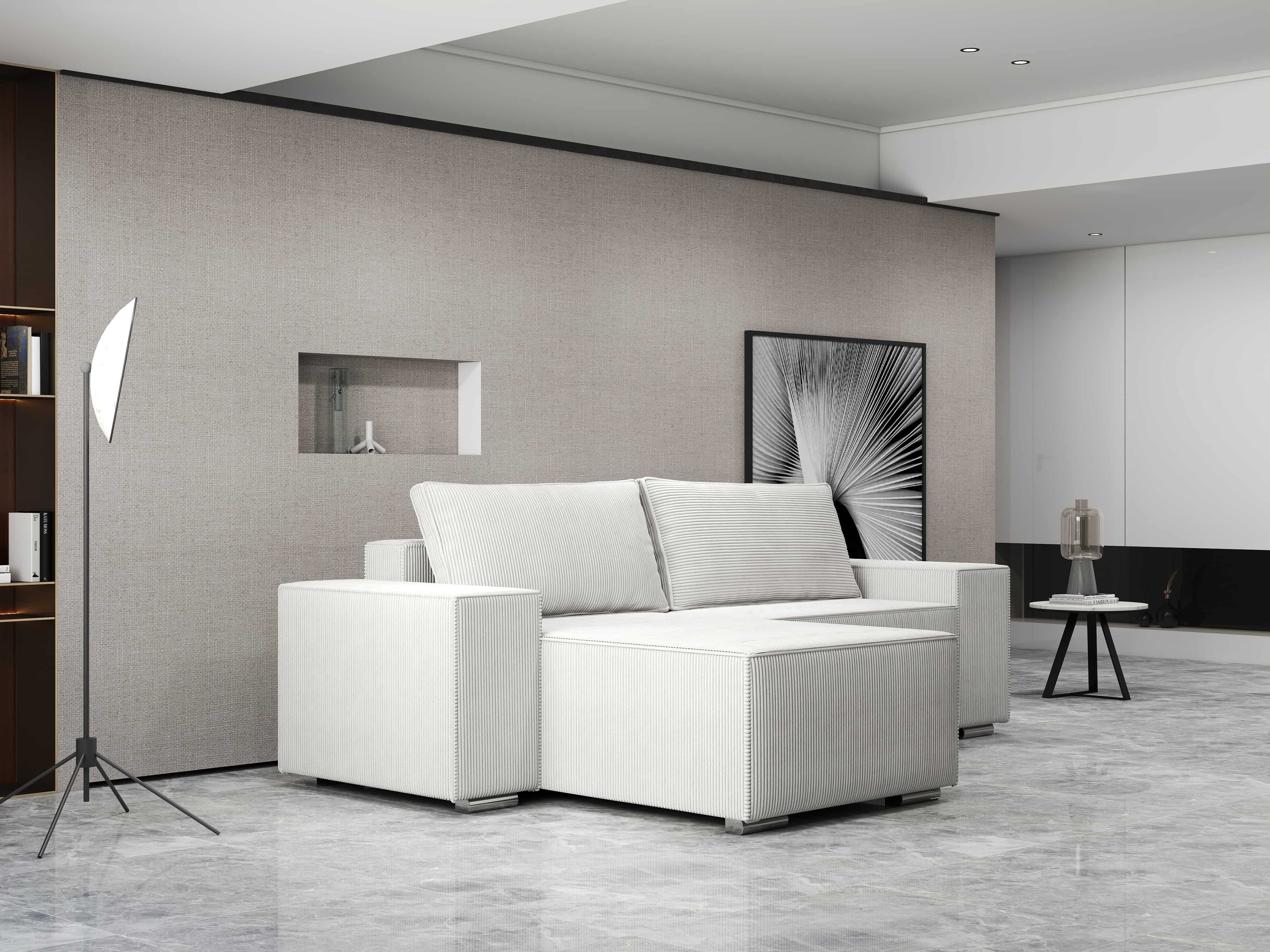 Colțar extensibil dumonde cu ladă de depozitare si sezut confortabil din spuma HR, Dream Zoom Crem 290x185 cm Fabrica