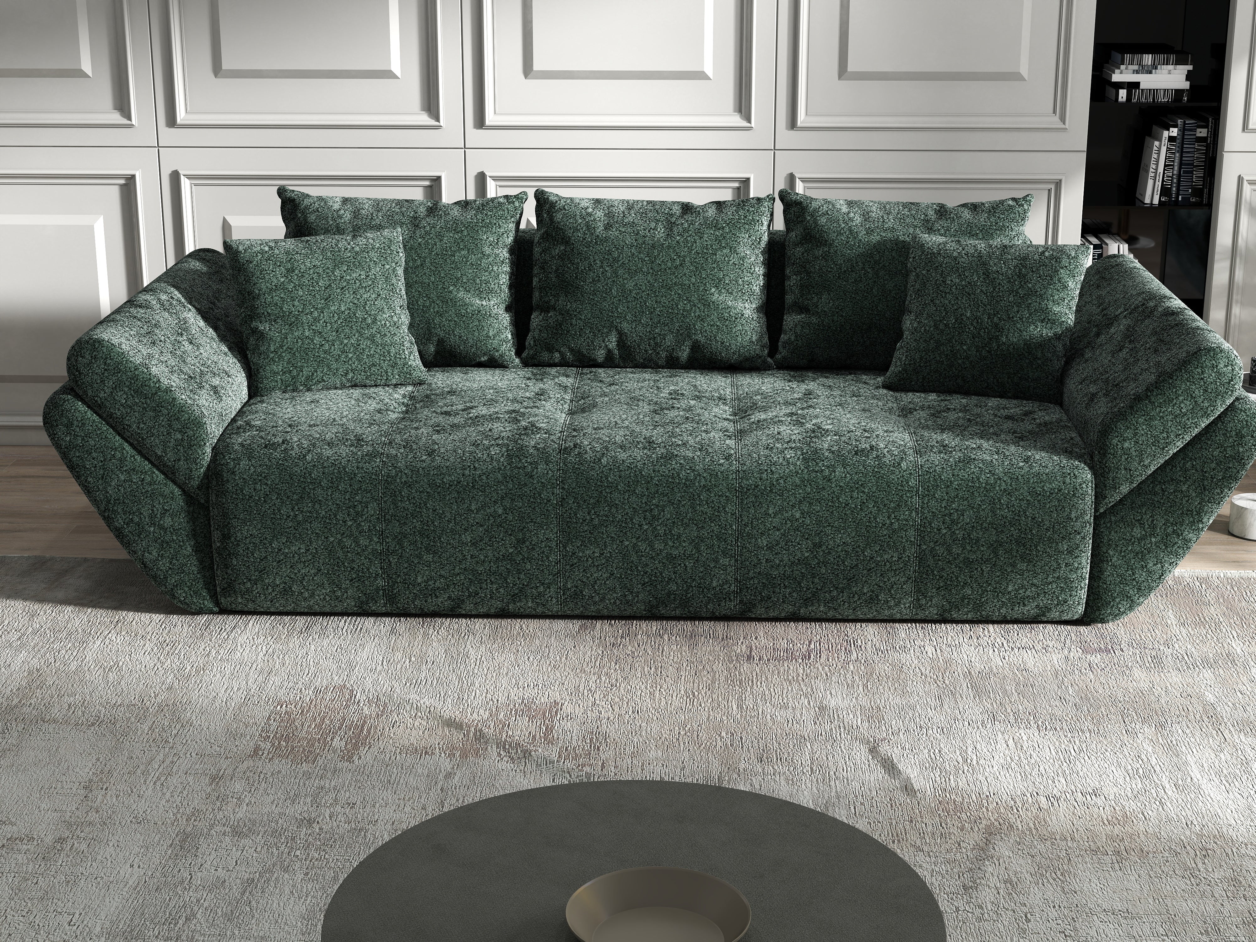 Canapea extensibilă dumonde cu ladă de depozitare si sezut confortabil din spuma HR, Berlin Euphoria Green 250x100 cm Fabrica