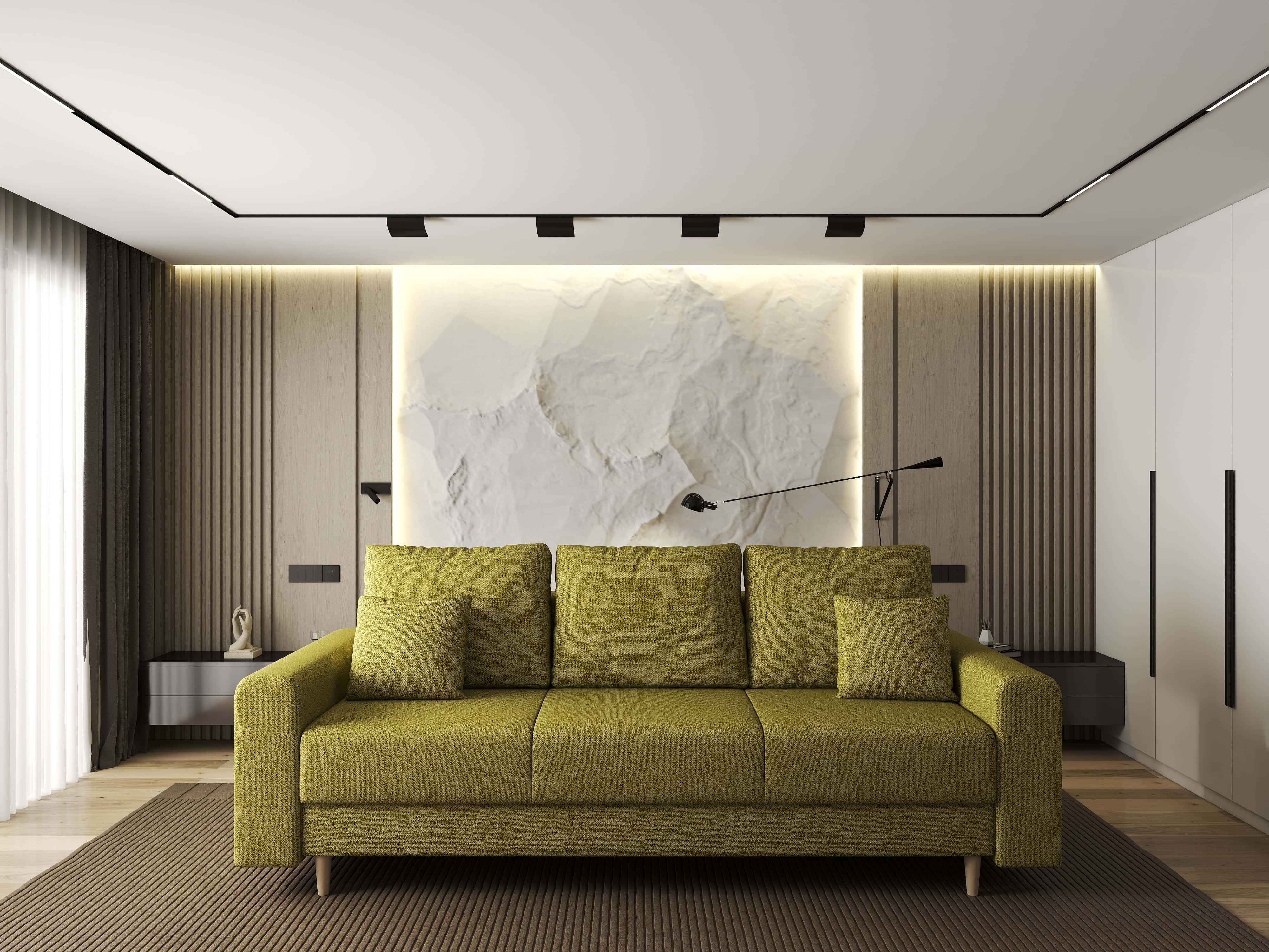 Canapea extensibilă dumonde cu ladă de depozitare si sezut confortabil din spuma HR, Kronos Enjoy Verde 210x100 cm fabrica