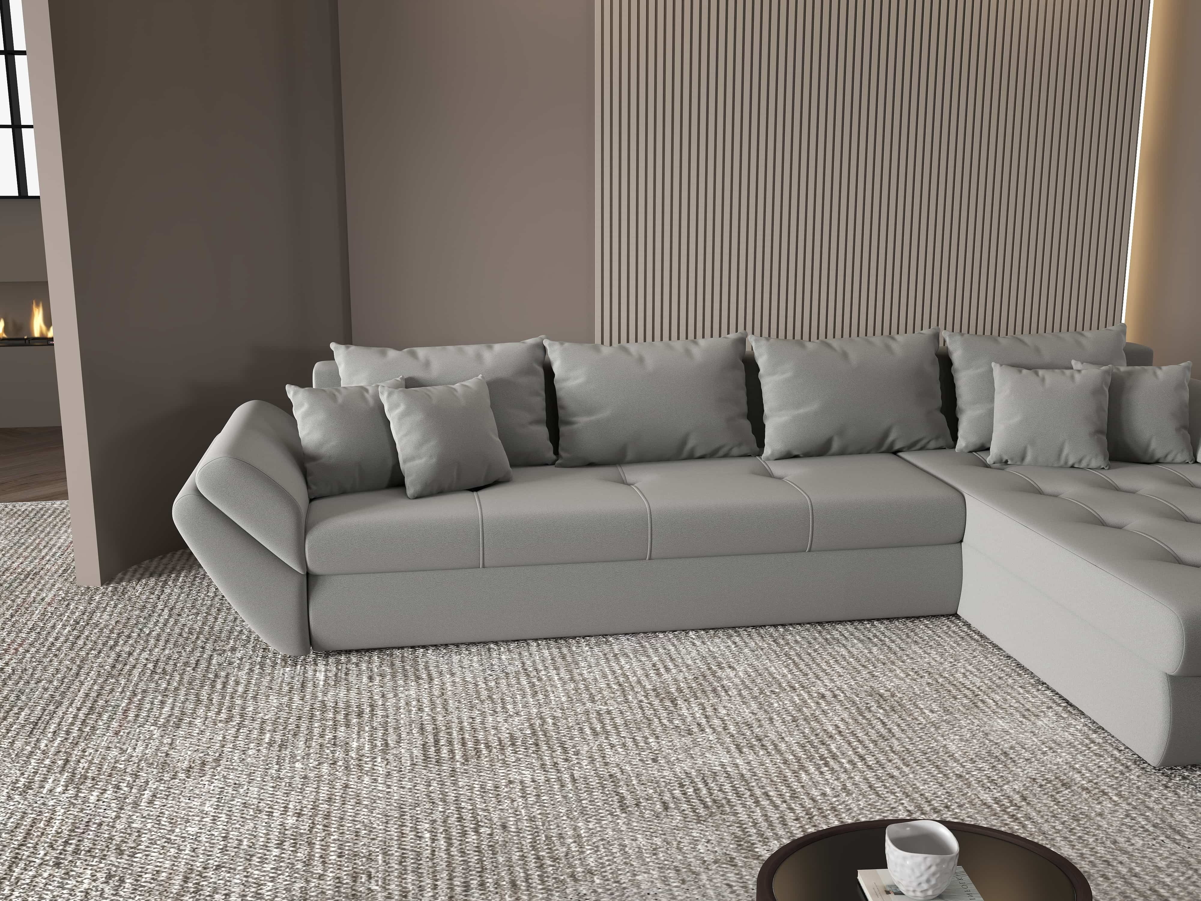 Colțar extensibil dumonde cu ladă de depozitare si sezut confortabil din spuma HR, Loana XL Royal Antracit II 335x185 cm Fabrica