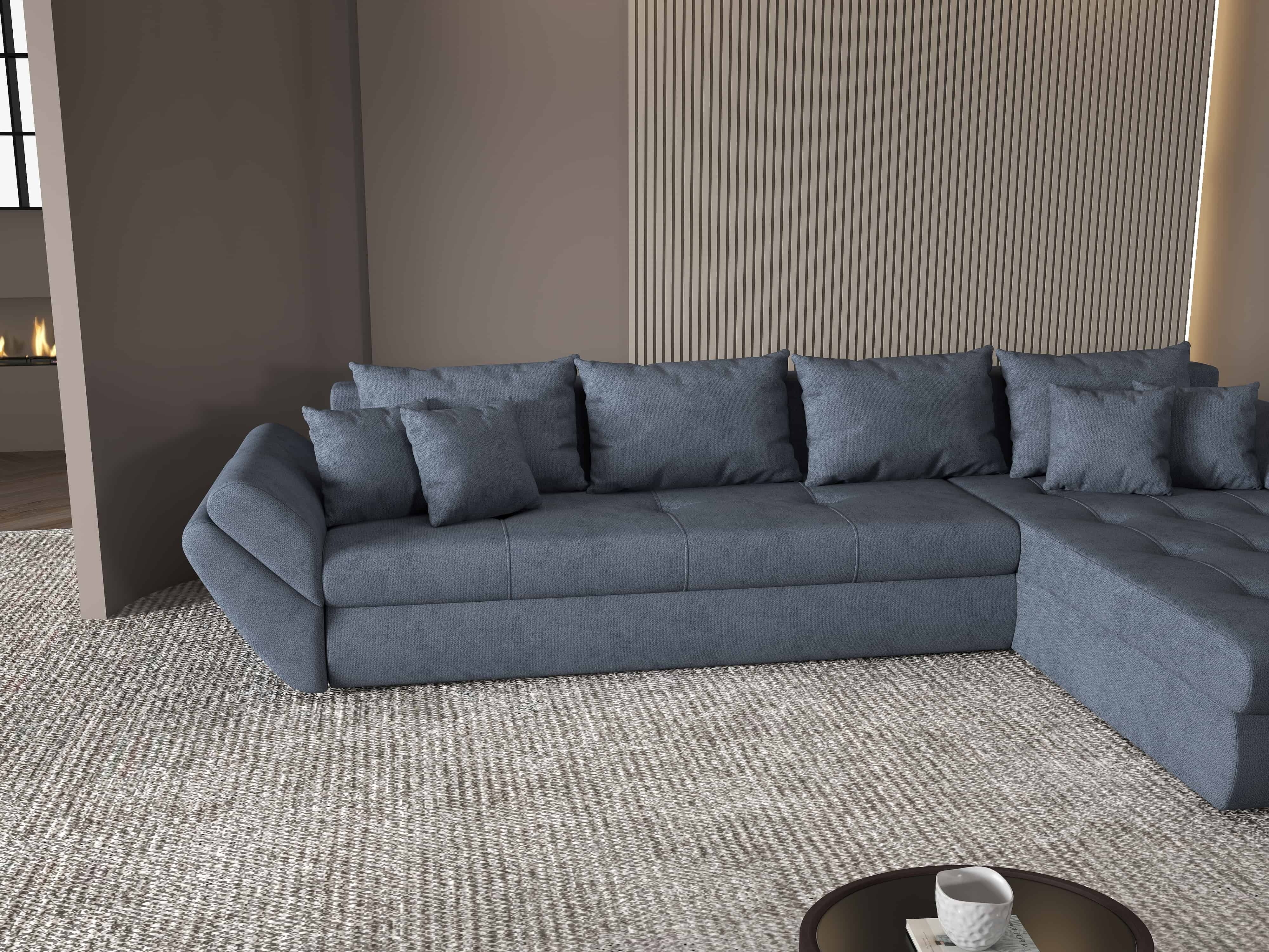 Colțar extensibil dumonde cu ladă de depozitare si sezut confortabil din spuma HR, Loana XL Enjoy Antracit II 335x185 cm Fabrica