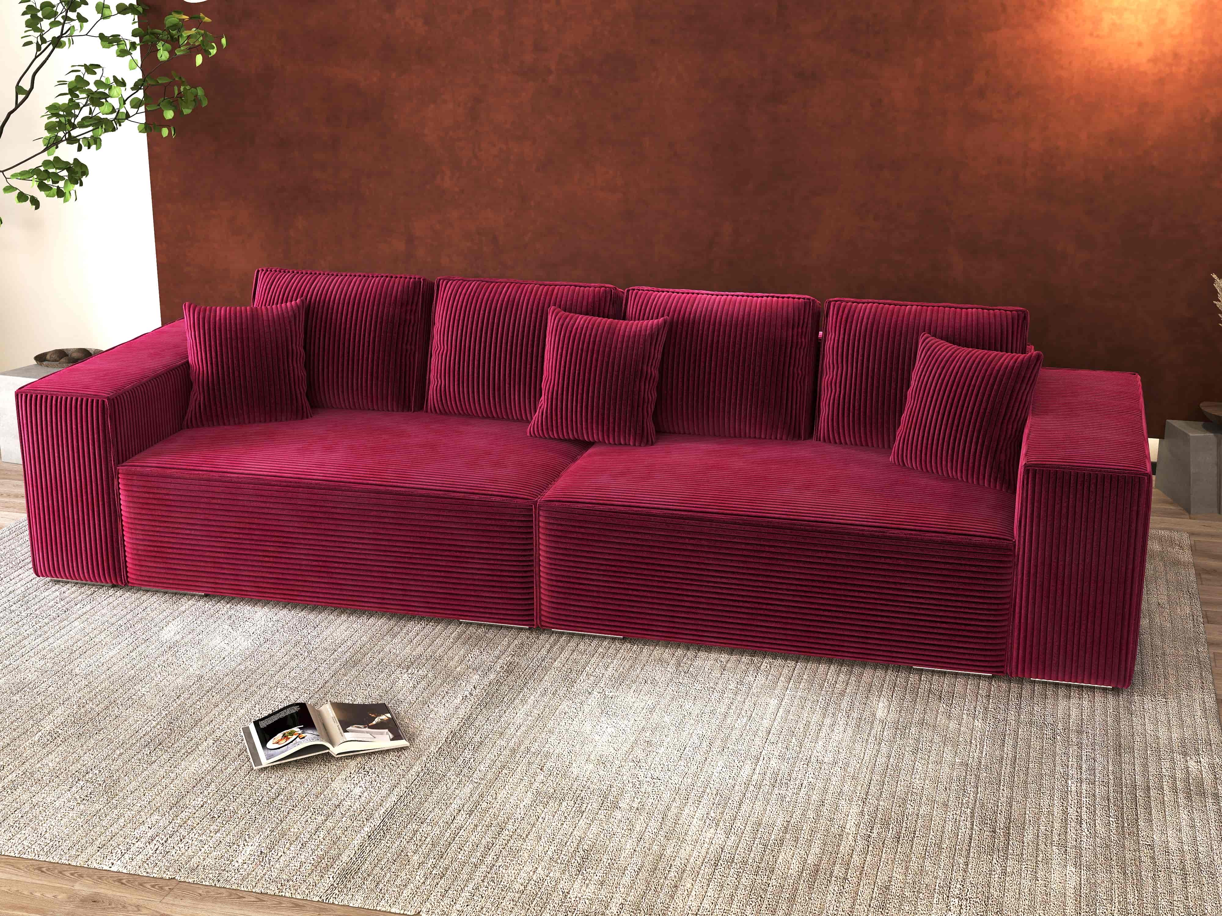 Canapea extensibilă dumonde cu ladă de depozitare si sezut confortabil din spuma HR, Dream Zoom Rosu 310x100 cm Fabrica