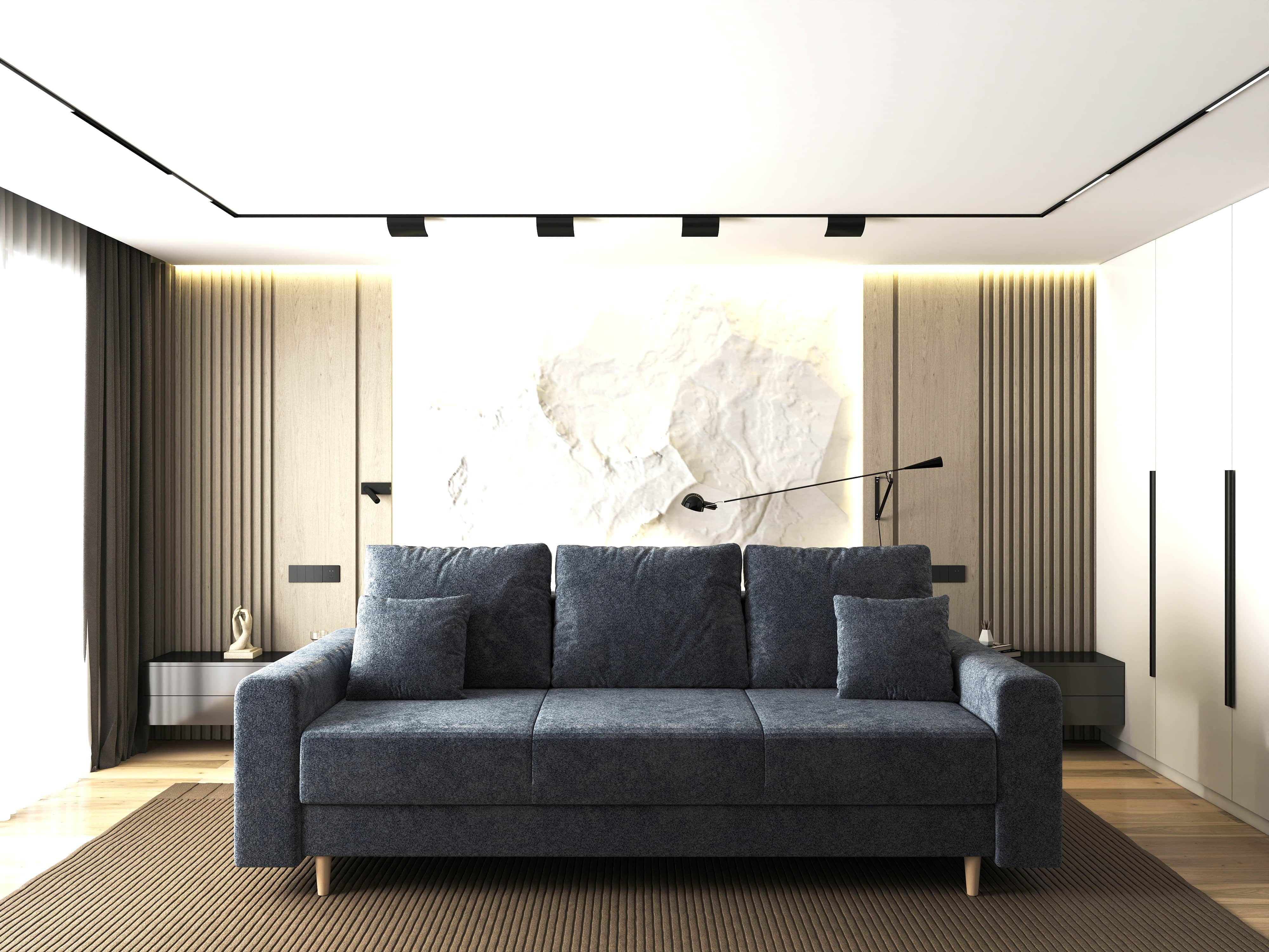 Canapea extensibilă dumonde cu ladă de depozitare si sezut confortabil din spuma HR, Kronos Euphoria Grafit 210x100 cm fabrica