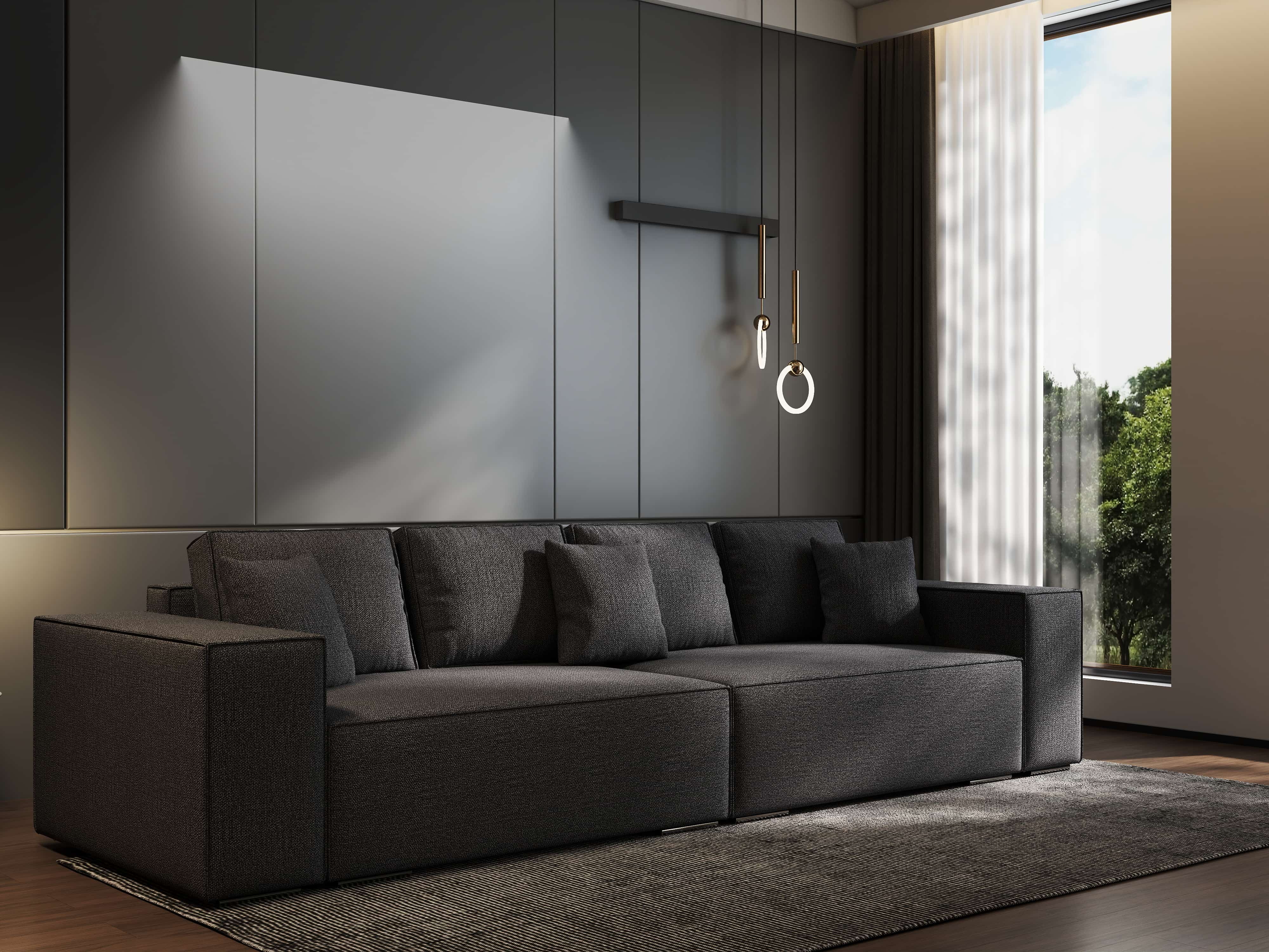 Canapea extensibilă dumonde cu ladă de depozitare si sezut confortabil din spuma HR, Dream Enjoy Grafit 310x100 cm Fabrica