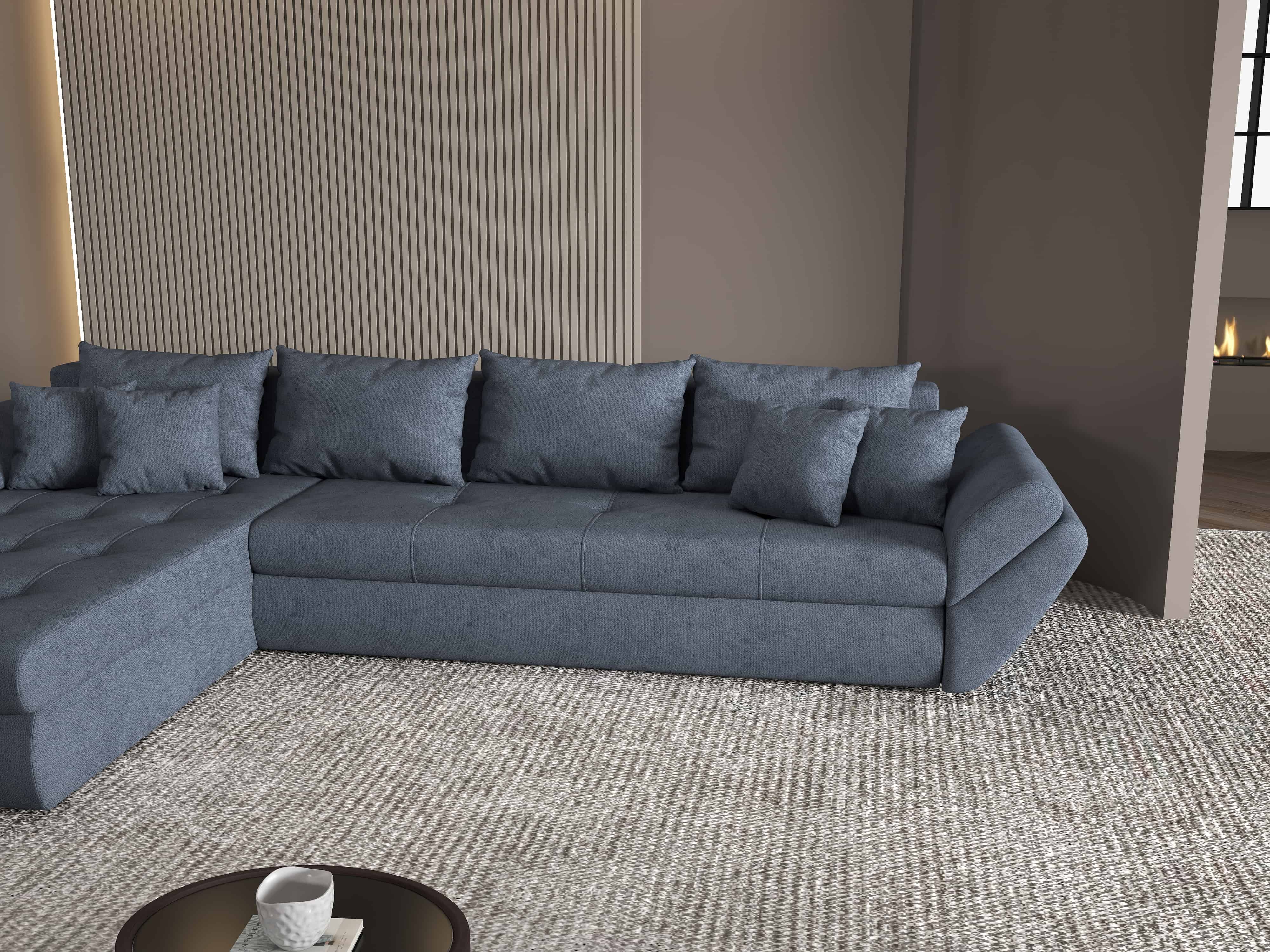 Colțar extensibil dumonde cu ladă de depozitare si sezut confortabil din spuma HR, Loana XL Enjoy Antracit 335x185 cm Fabrica