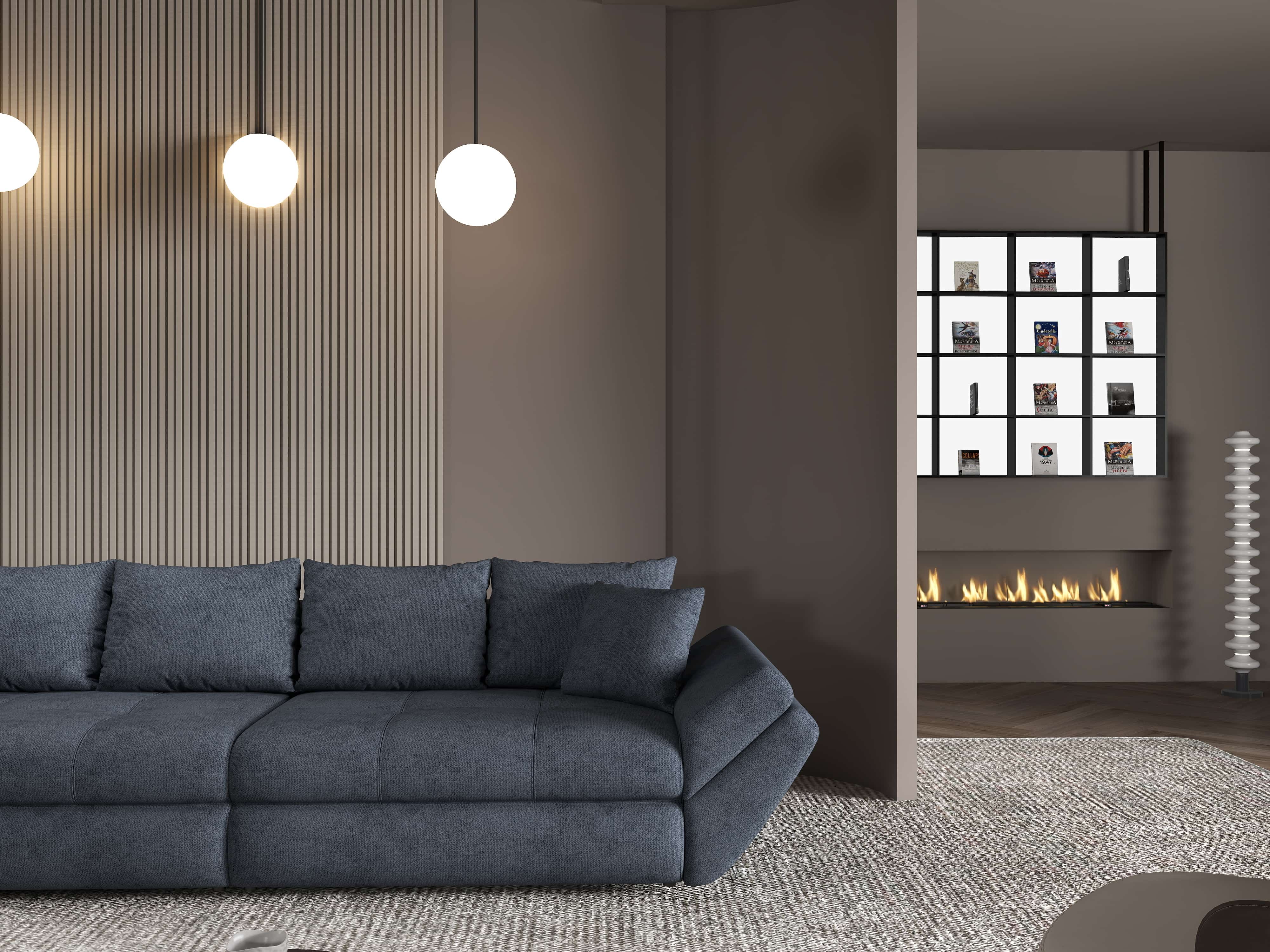 Canapea extensibilă dumonde cu ladă de depozitare si sezut confortabil din spuma HR, Loana Enjoy Antracit 300x100 cm Fabrica