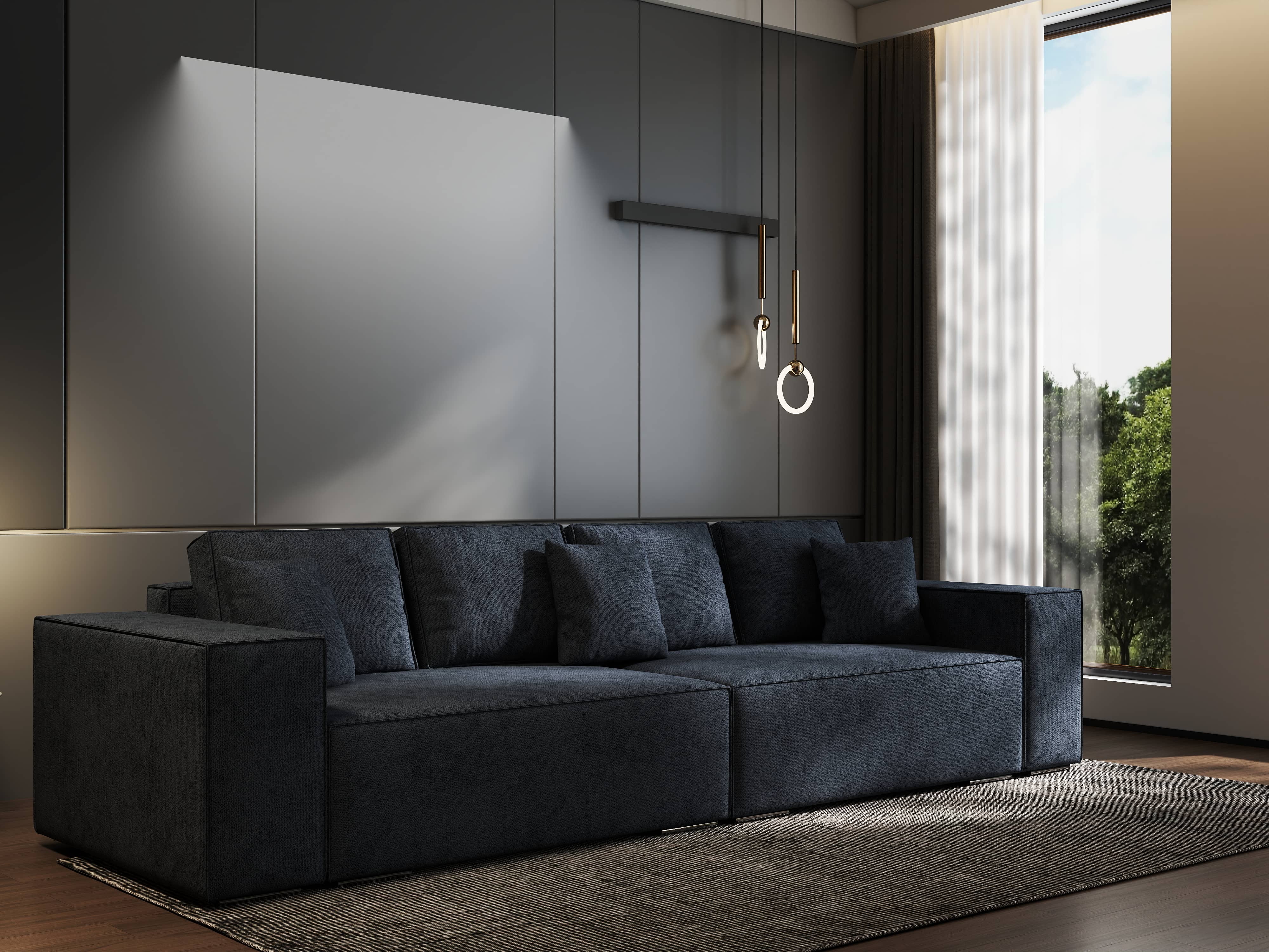 Canapea extensibilă dumonde cu ladă de depozitare si sezut confortabil din spuma HR, Dream Enjoy Antracit 310x100 cm Fabrica