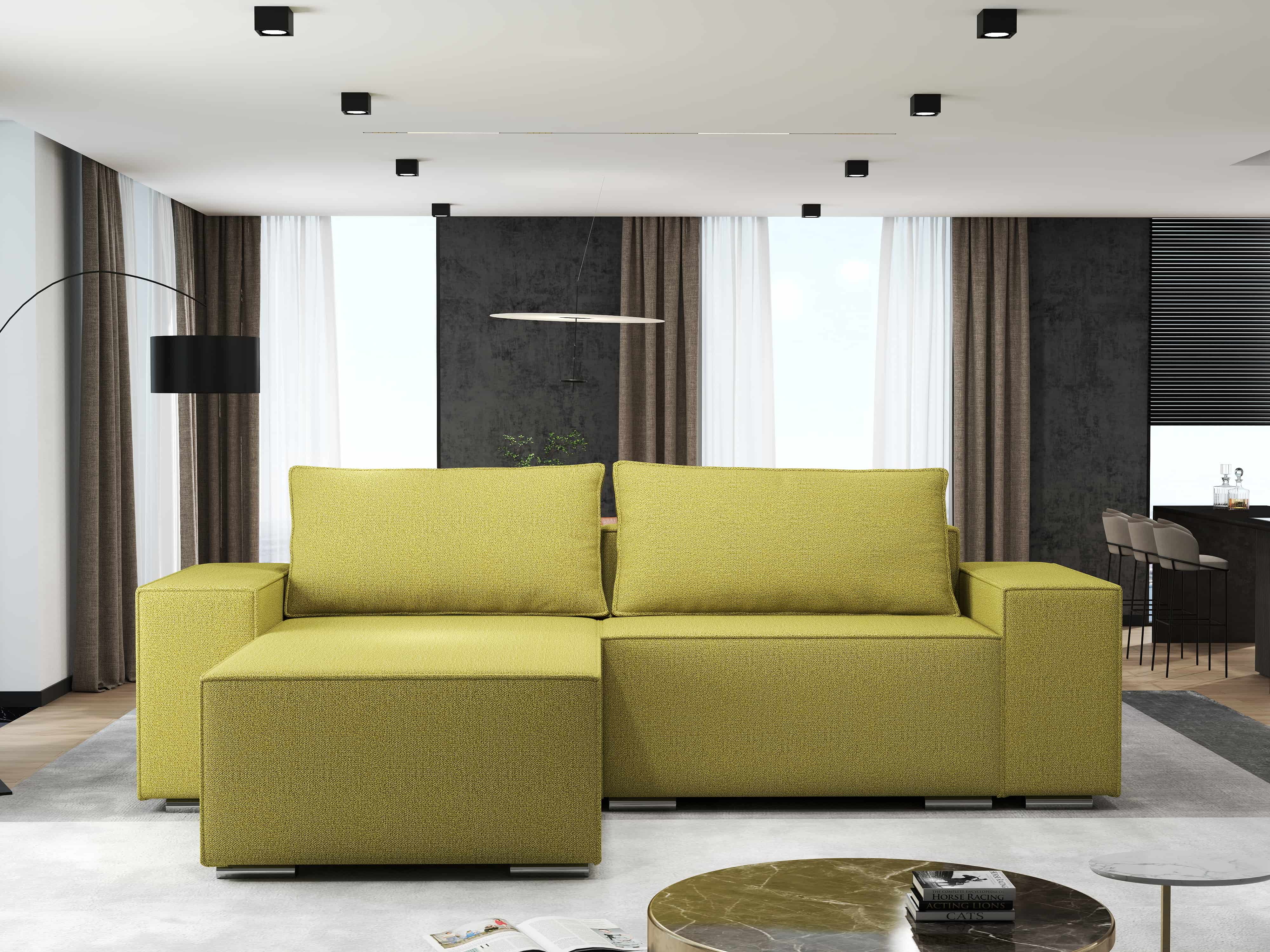 Colțar extensibil dumonde cu ladă de depozitare si sezut confortabil din spuma HR, Dream Enjoy Verde 290x185 cm Fabrica