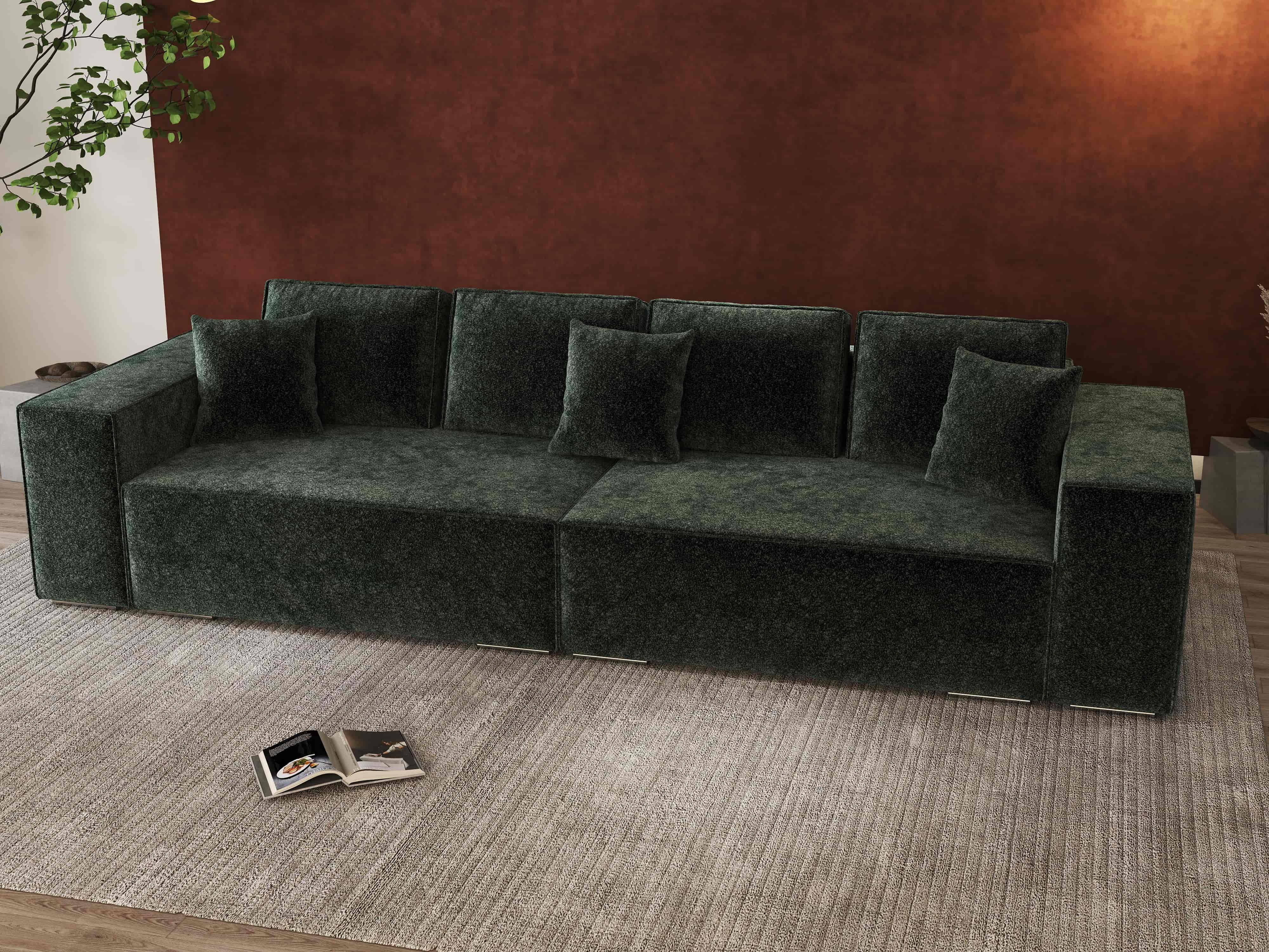 Canapea extensibilă dumonde cu ladă de depozitare si sezut confortabil din spuma HR, Dream Euphoria Verde 310x100 cm Fabrica