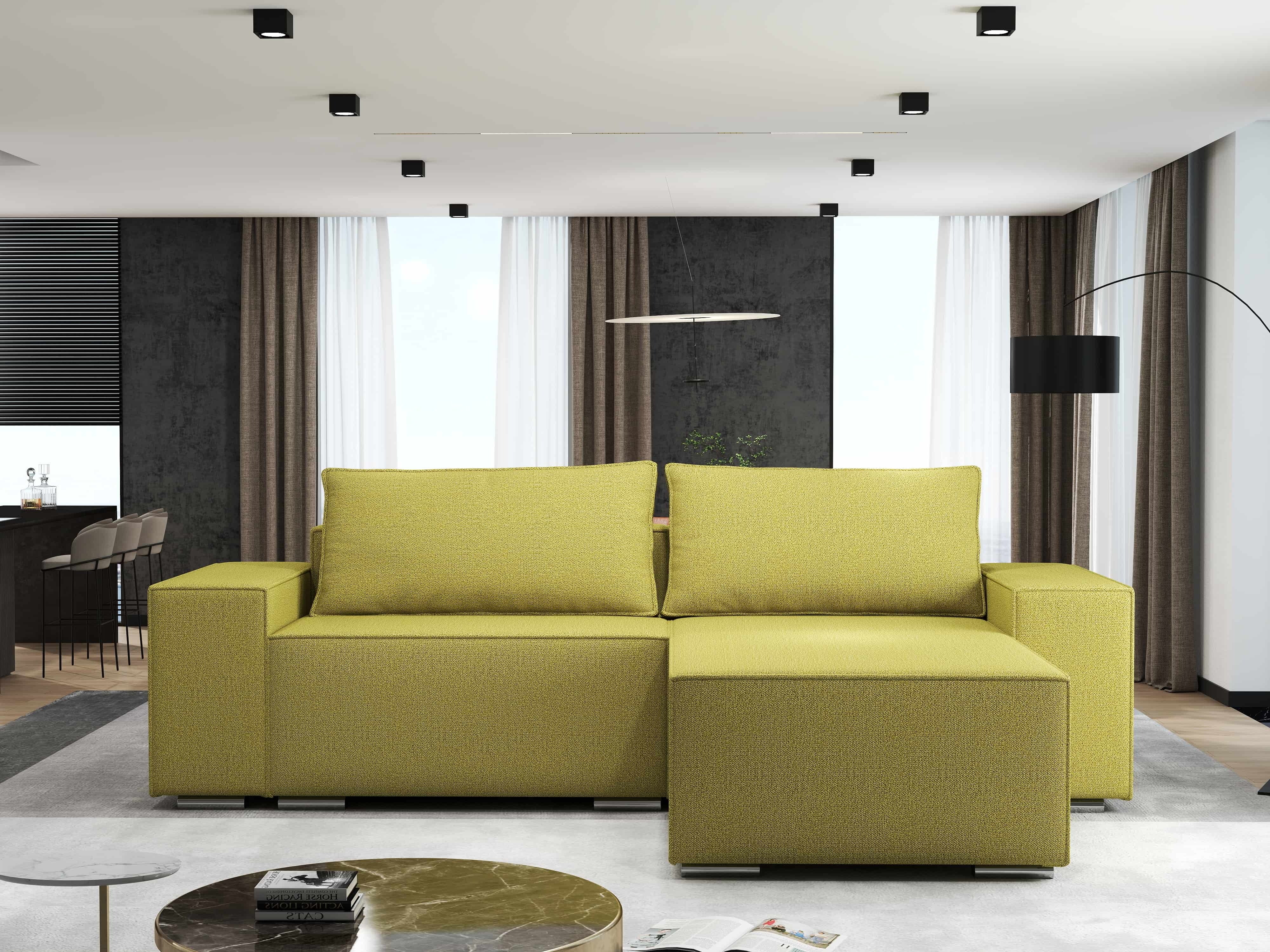 Colțar extensibil dumonde cu ladă de depozitare si sezut confortabil din spuma HR, Dream Enjoy Verde 290x185 cm II Fabrica