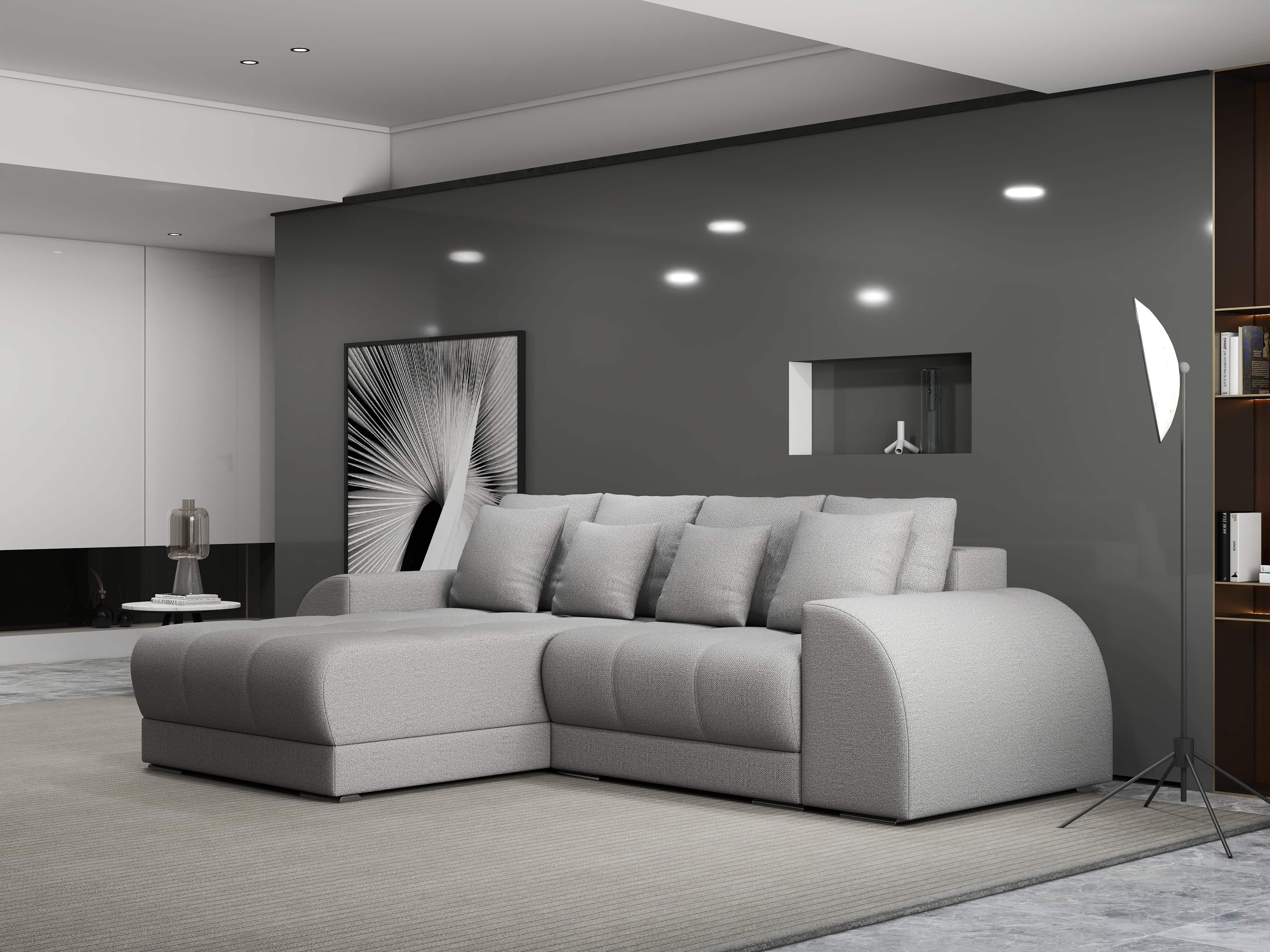 Colțar extensibil dumonde cu ladă de depozitare si sezut confortabil din spuma HR, Verona Enjoy Gri 290x185 cm Fabrica