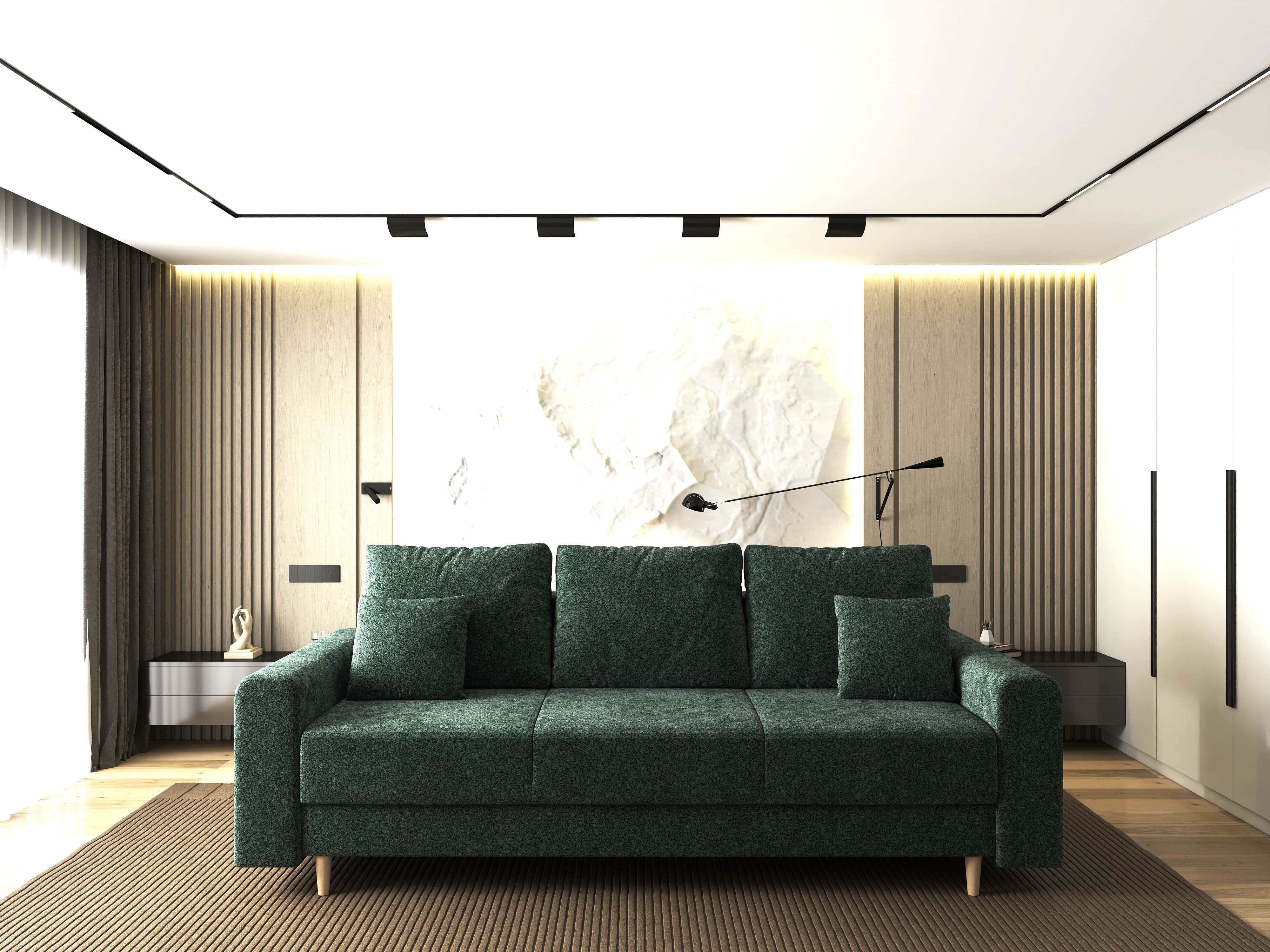 Canapea extensibilă dumonde cu ladă de depozitare si sezut confortabil din spuma HR, Kronos Euphoria Verde 210x100 cm fabrica