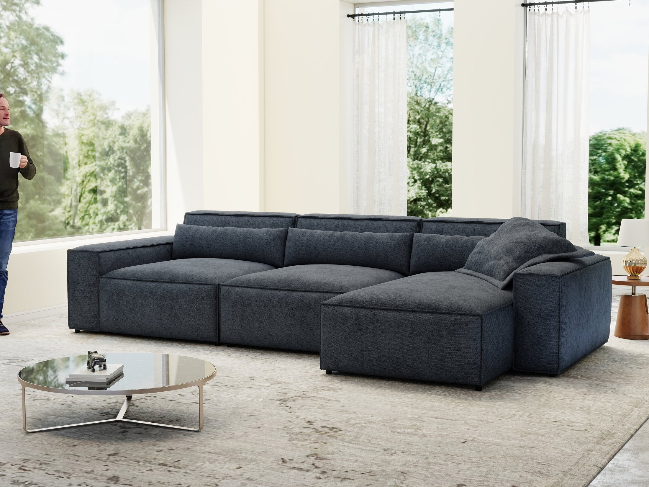 Colțar dumonde cu sezut confortabil din spuma HR, Marvelo XL Enjoy Antracit 366x175 cm II