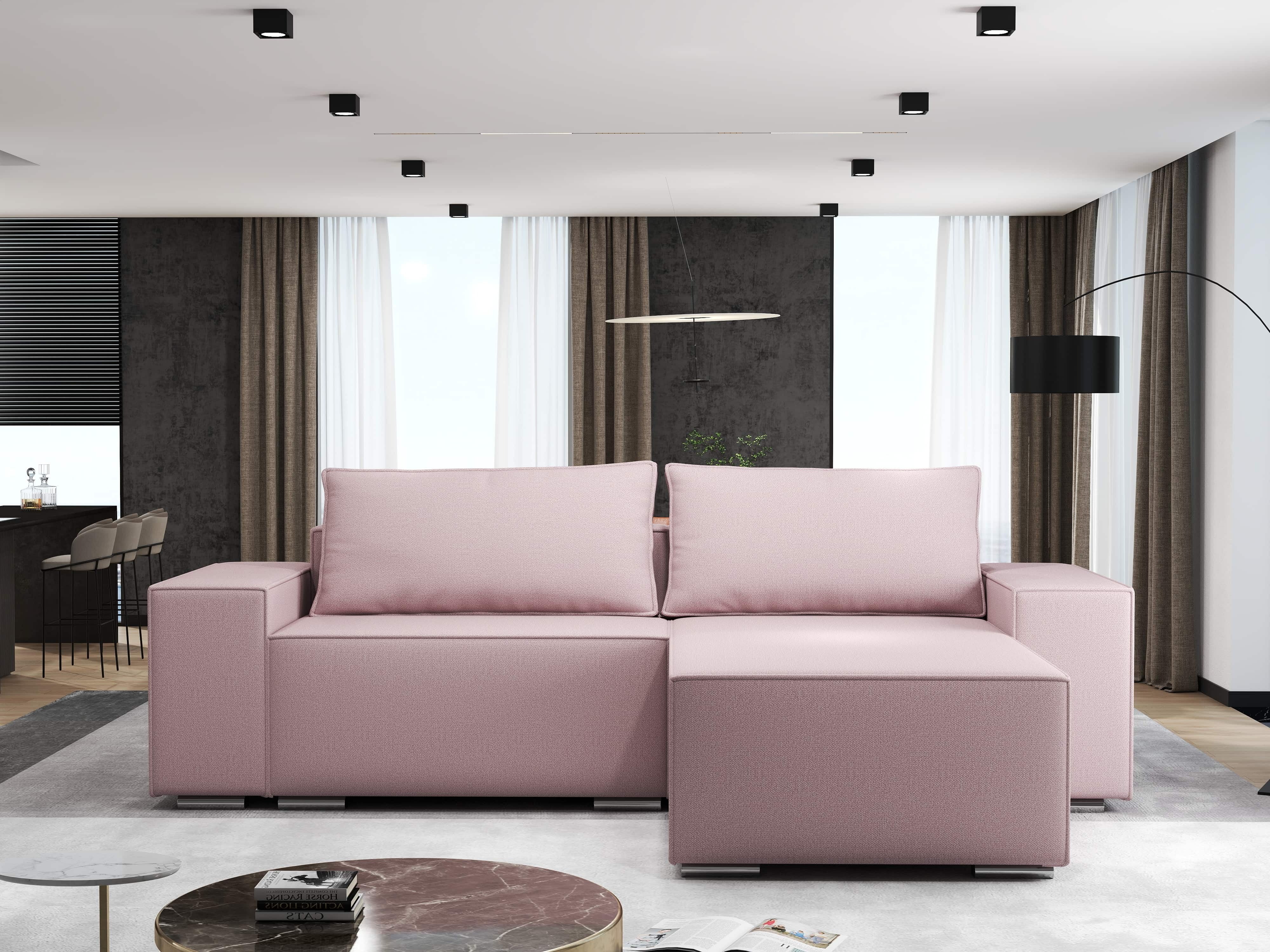 Colțar extensibil dumonde cu ladă de depozitare si sezut confortabil din spuma HR, Dream Enjoy Flamingo 290x185 cm II Fabrica