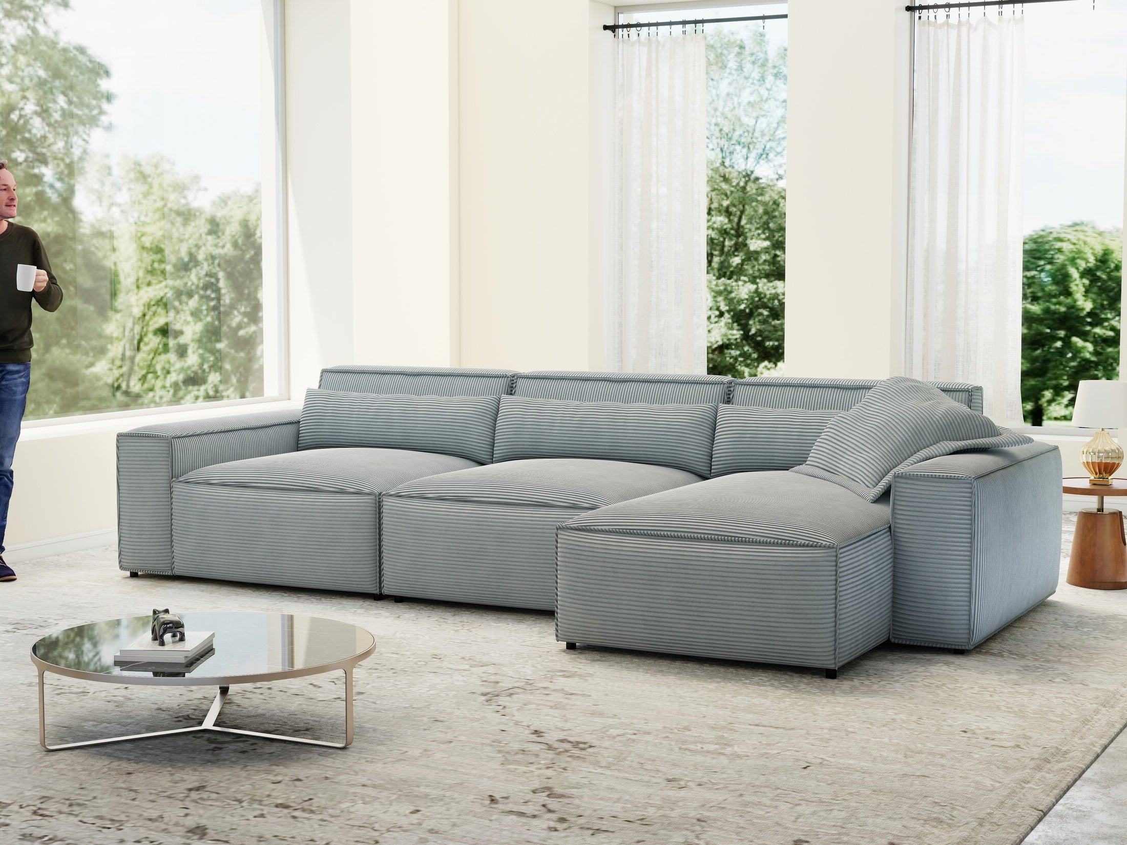 Colțar dumonde cu sezut confortabil din spuma HR, Marvelo XL Zoom Gri 366x175 cm II