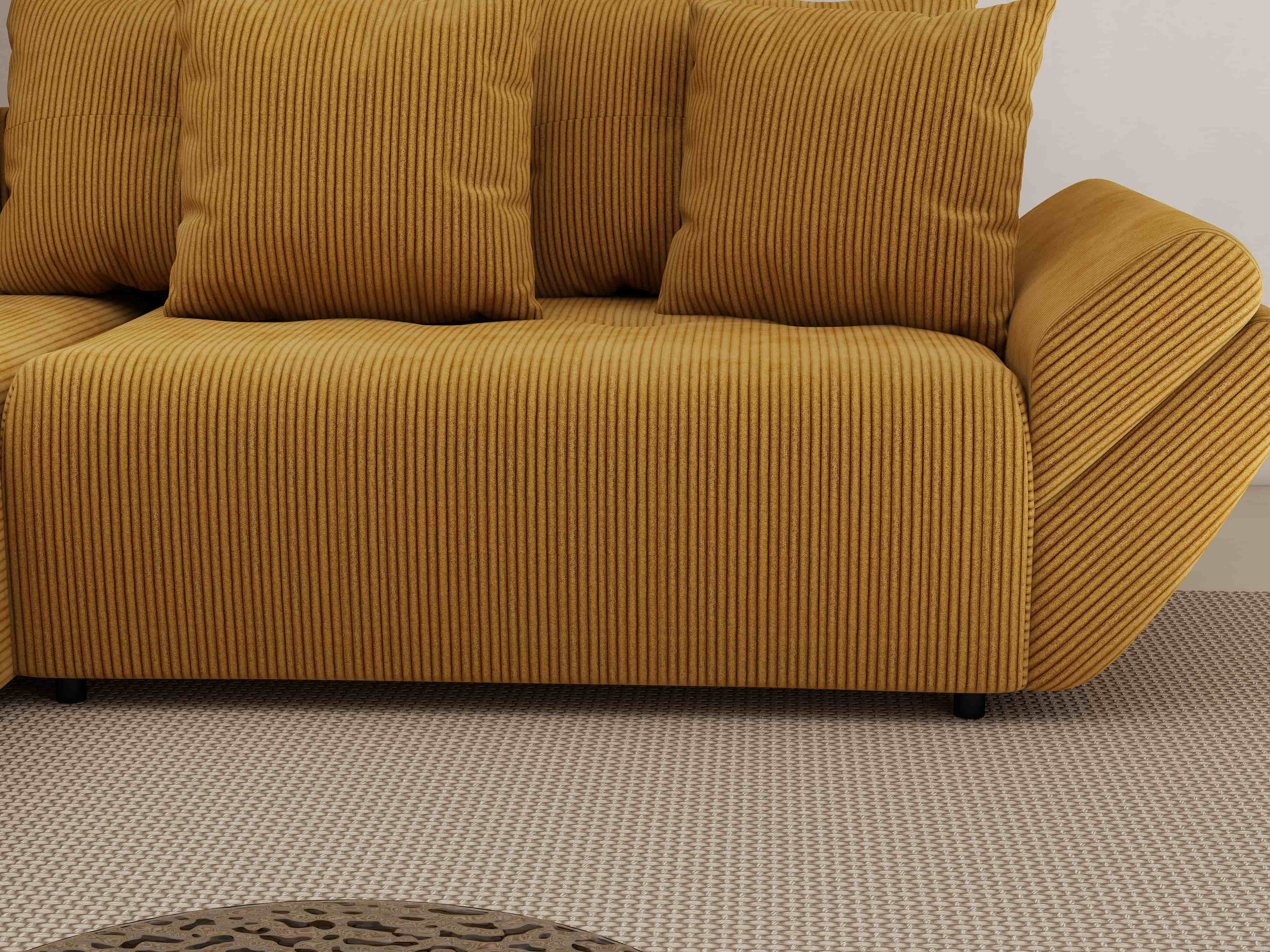 Colțar extensibil dumonde cu ladă de depozitare si sezut confortabil din spuma HR, Berlin Zoom Mustar 280x185 cm Fabrica