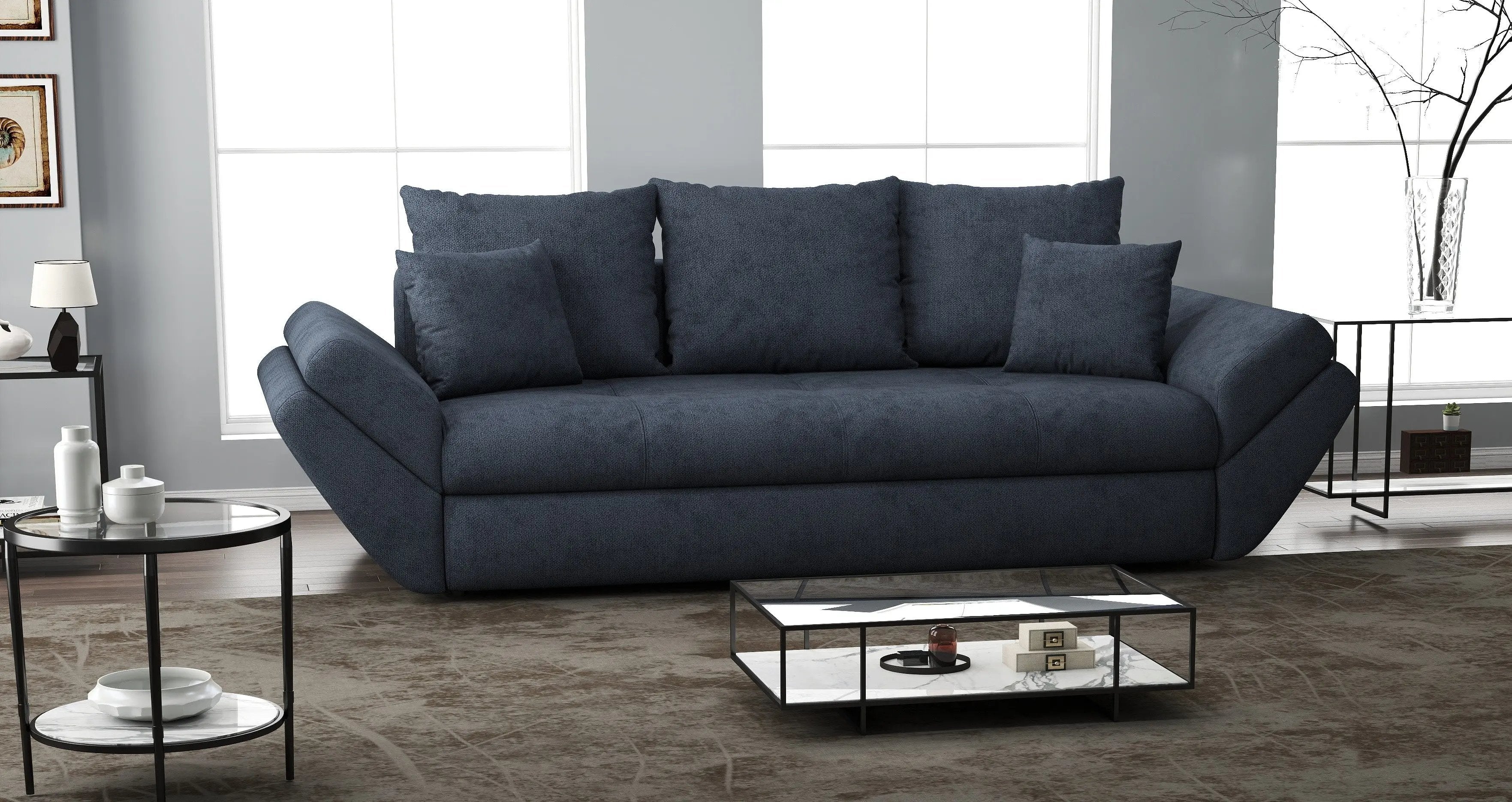 Canapea extensibilă dumonde cu ladă de depozitare si sezut confortabil din spuma HR, Loana Enjoy Antracit 250x100 cm Fabrica