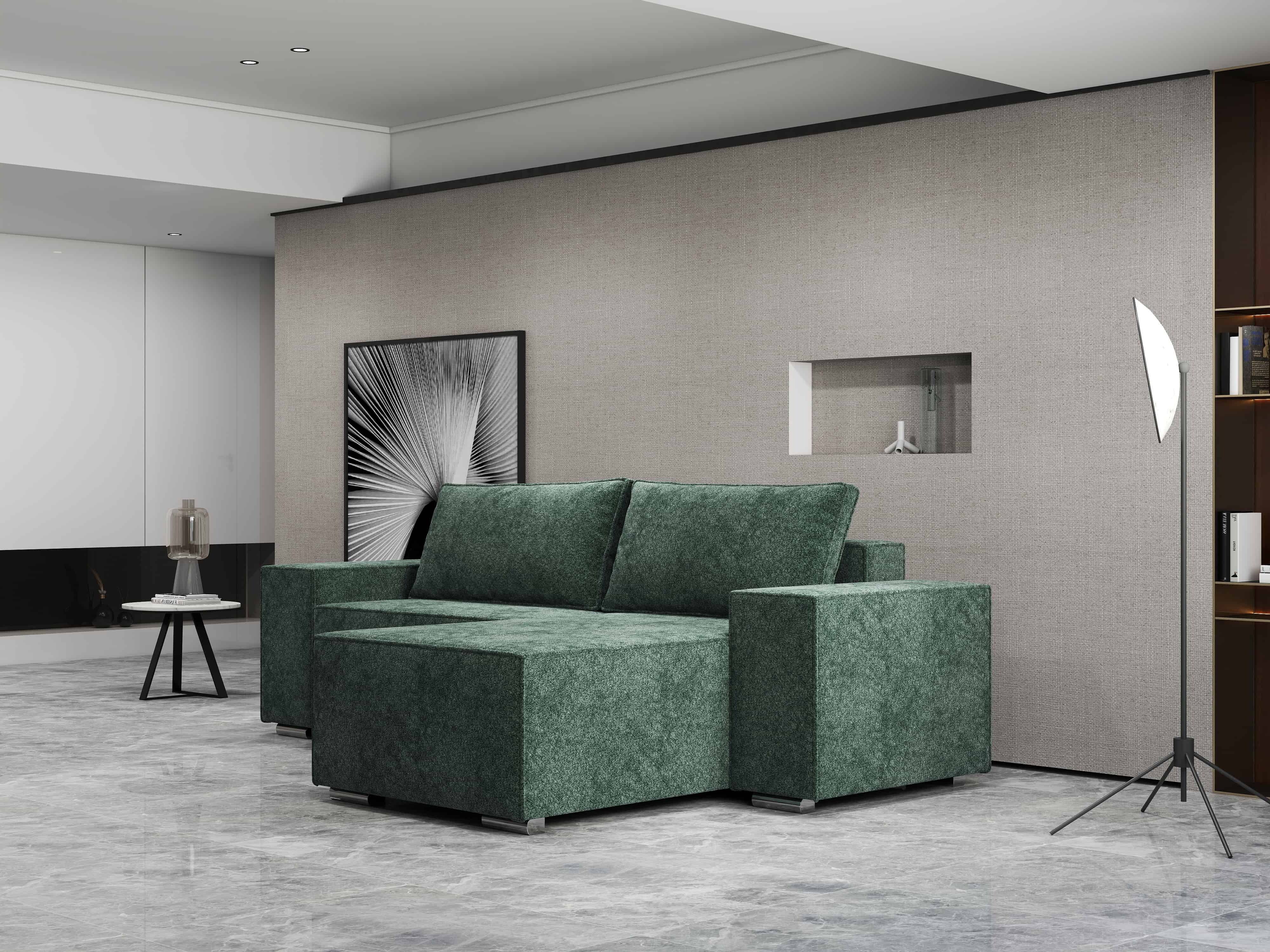 Colțar extensibil dumonde cu ladă de depozitare si sezut confortabil din spuma HR, Dream Euphoria Verde 290x185 cm II Fabrica