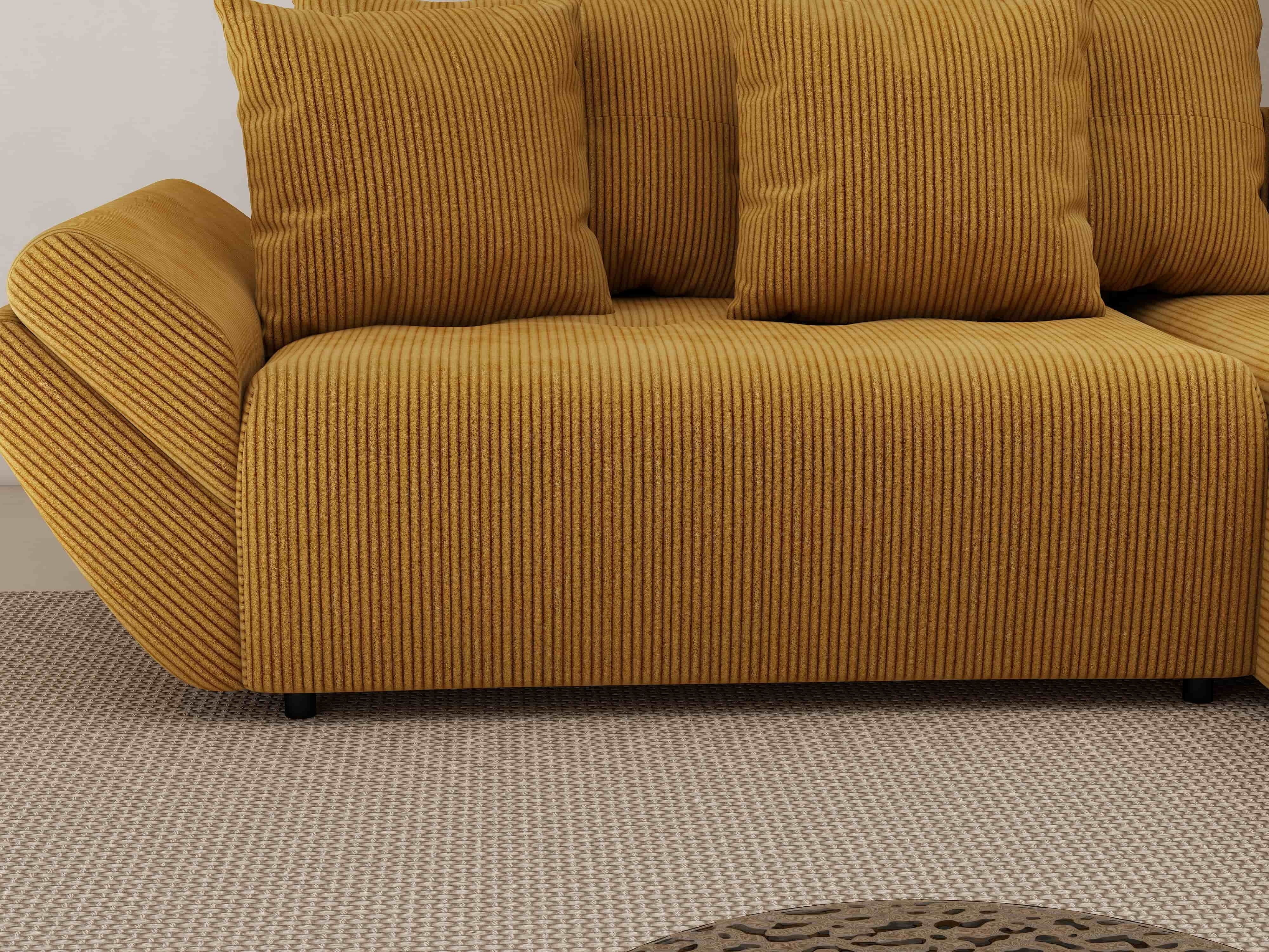 Colțar extensibil dumonde cu ladă de depozitare si sezut confortabil din spuma HR, Berlin Zoom Mustar 280x185 cm II Fabrica