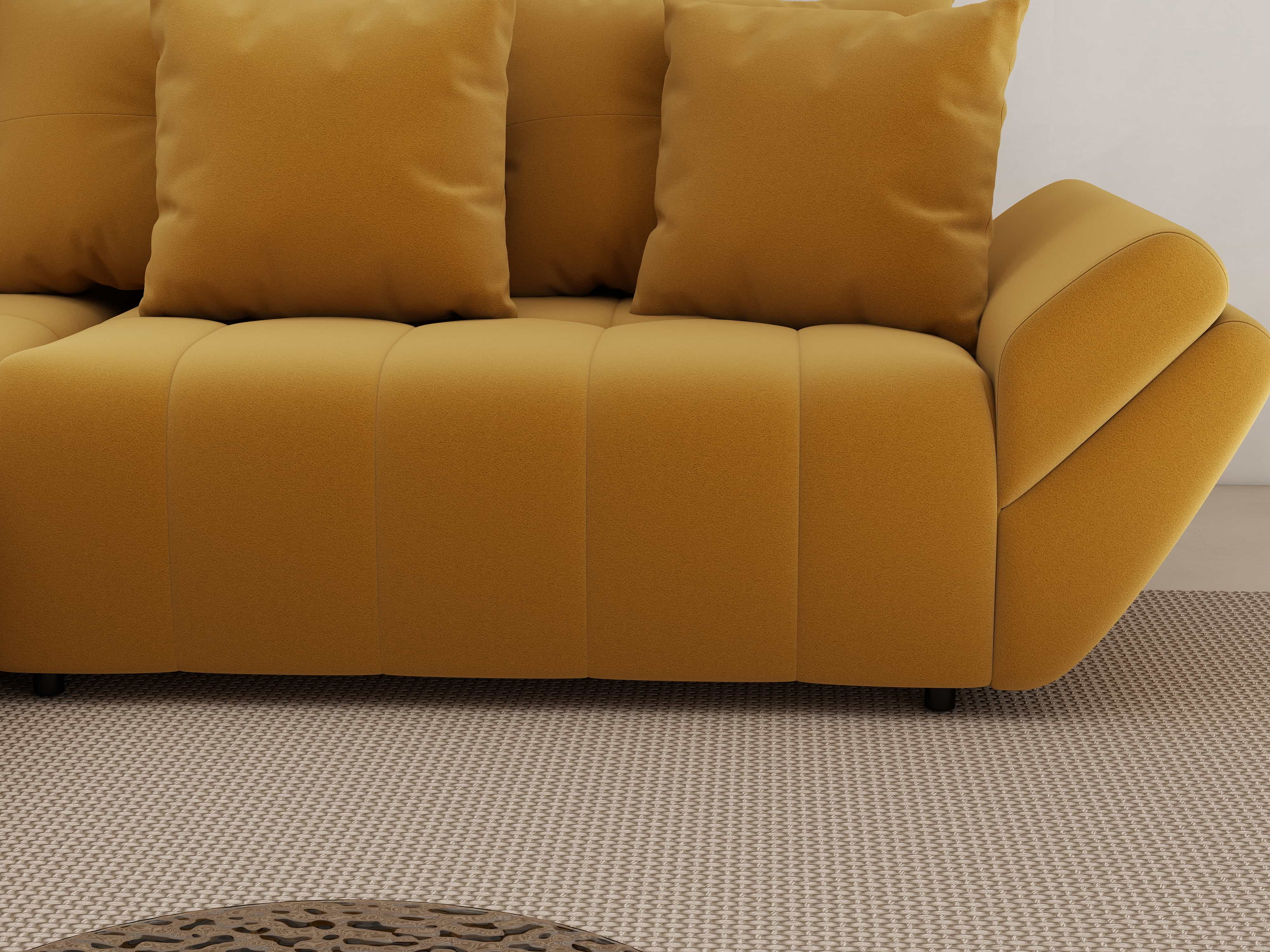 Colțar extensibil dumonde cu ladă de depozitare si sezut confortabil din spuma HR, Berlin Royal Mustar 280x185 cm Fabrica