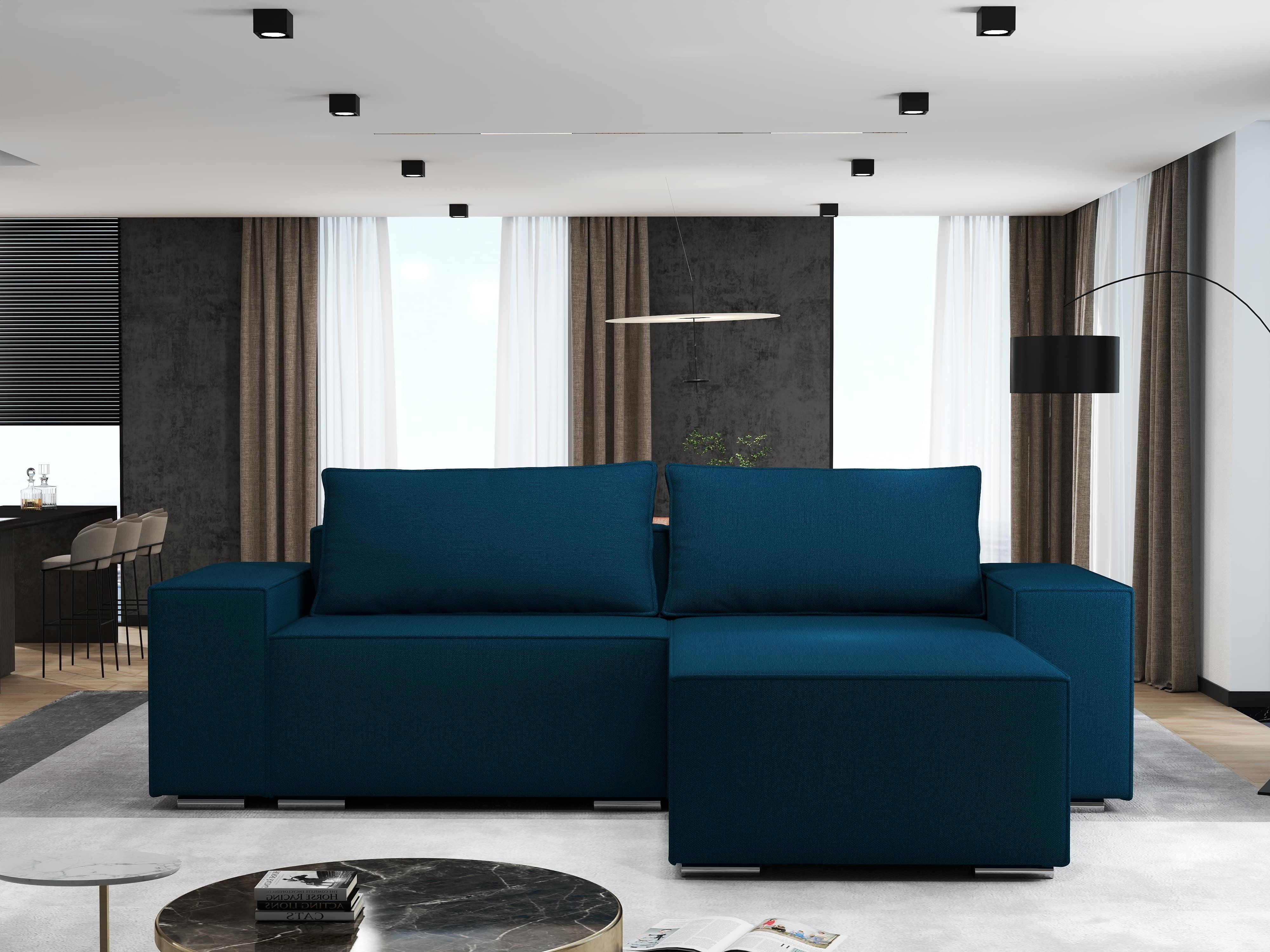 Colțar extensibil dumonde cu ladă de depozitare si sezut confortabil din spuma HR, Dream Enjoy Petrol 290x185 cm II Fabrica