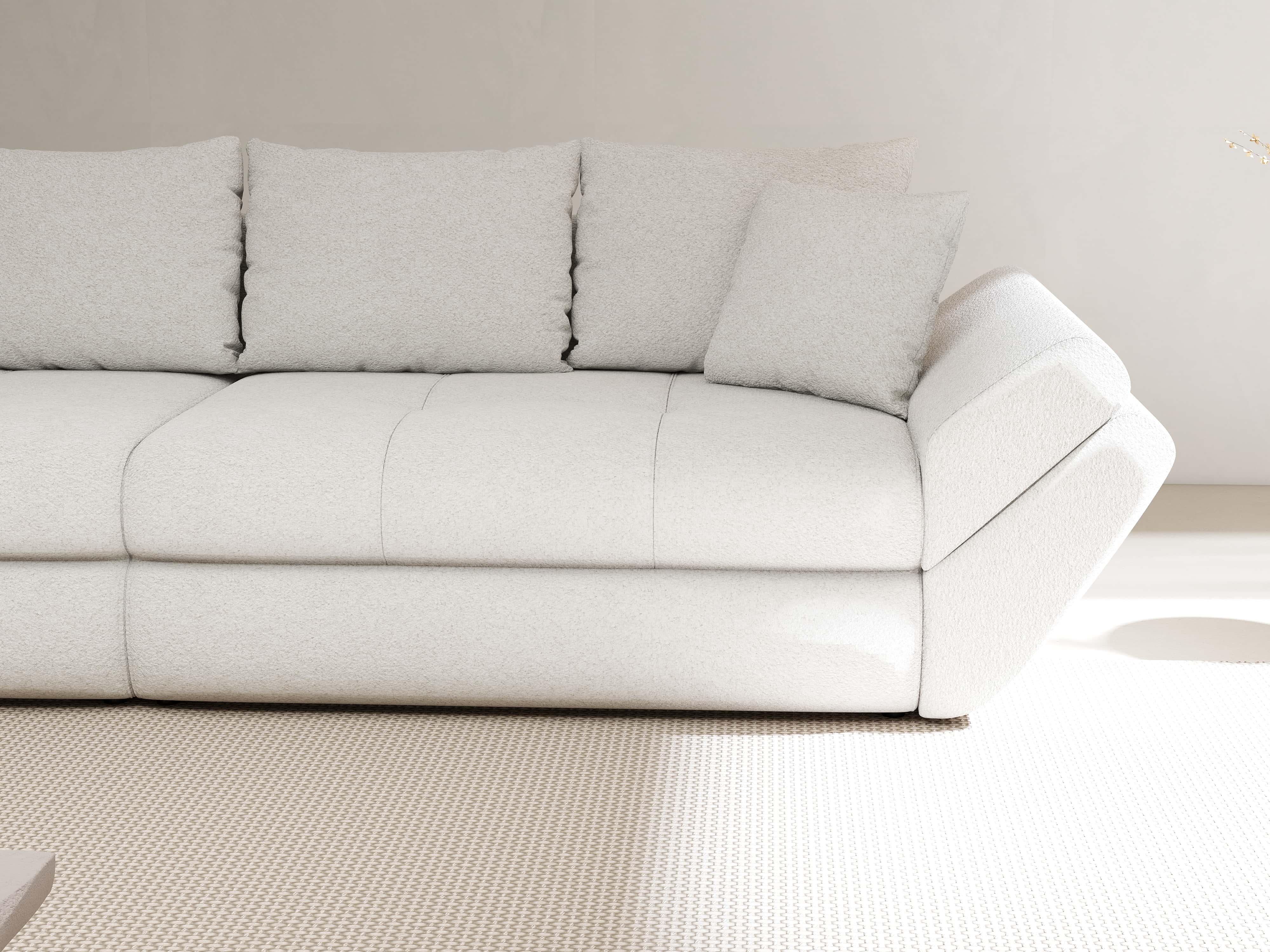 Canapea extensibilă dumonde cu ladă de depozitare si sezut confortabil din spuma HR, Loana Euphoria Ivory 300x100 cm Fabrica