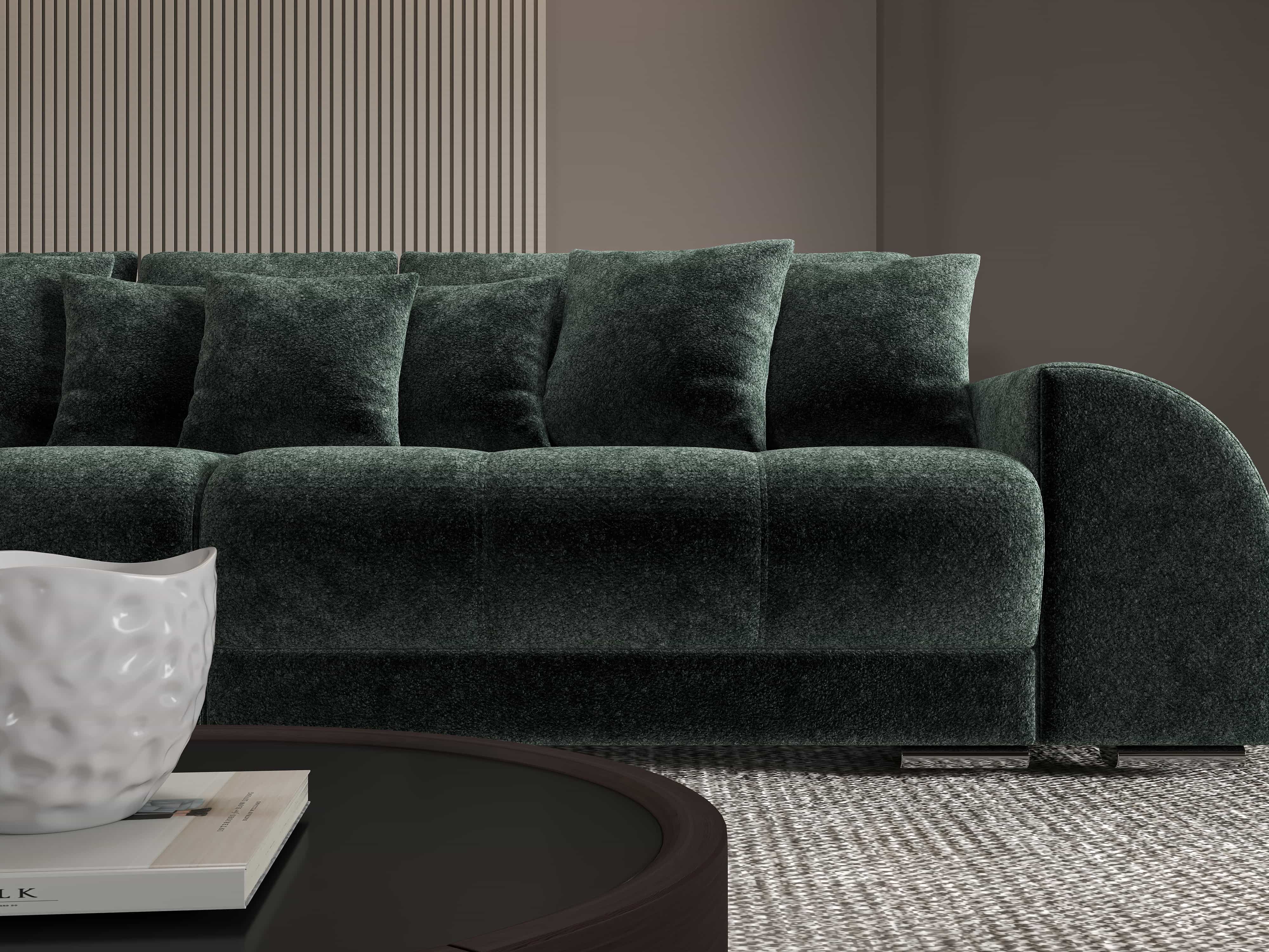 Canapea extensibilă dumonde cu 2 lăzi de depozitare si sezut confortabil din spuma HR, Verona Euphoria Green 310x100 cm Fabrica
