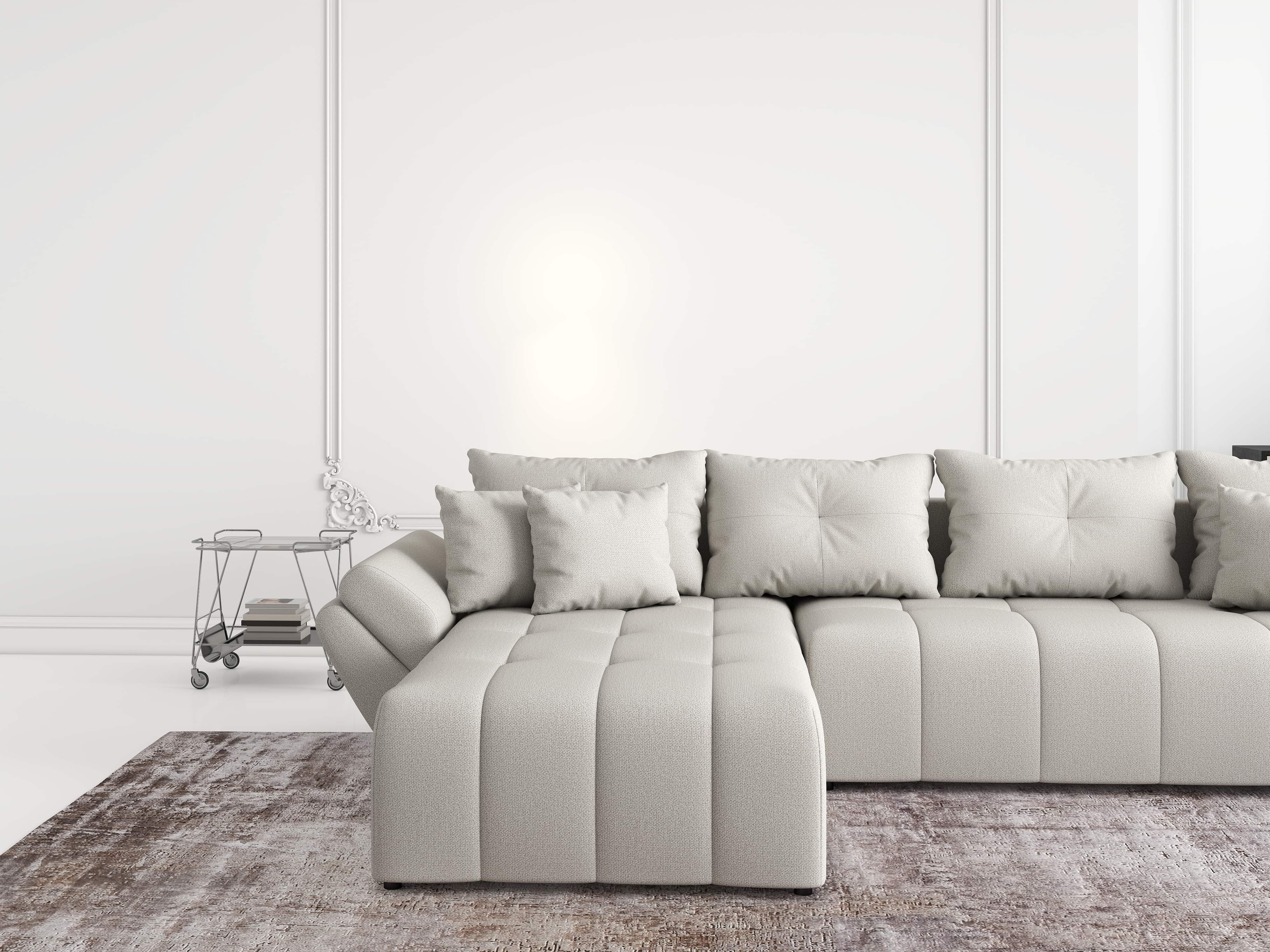 Colțar extensibil dumonde cu ladă de depozitare si sezut confortabil din spuma HR, Berlin XL Enjoy Beige 350x185 cm Fabrica