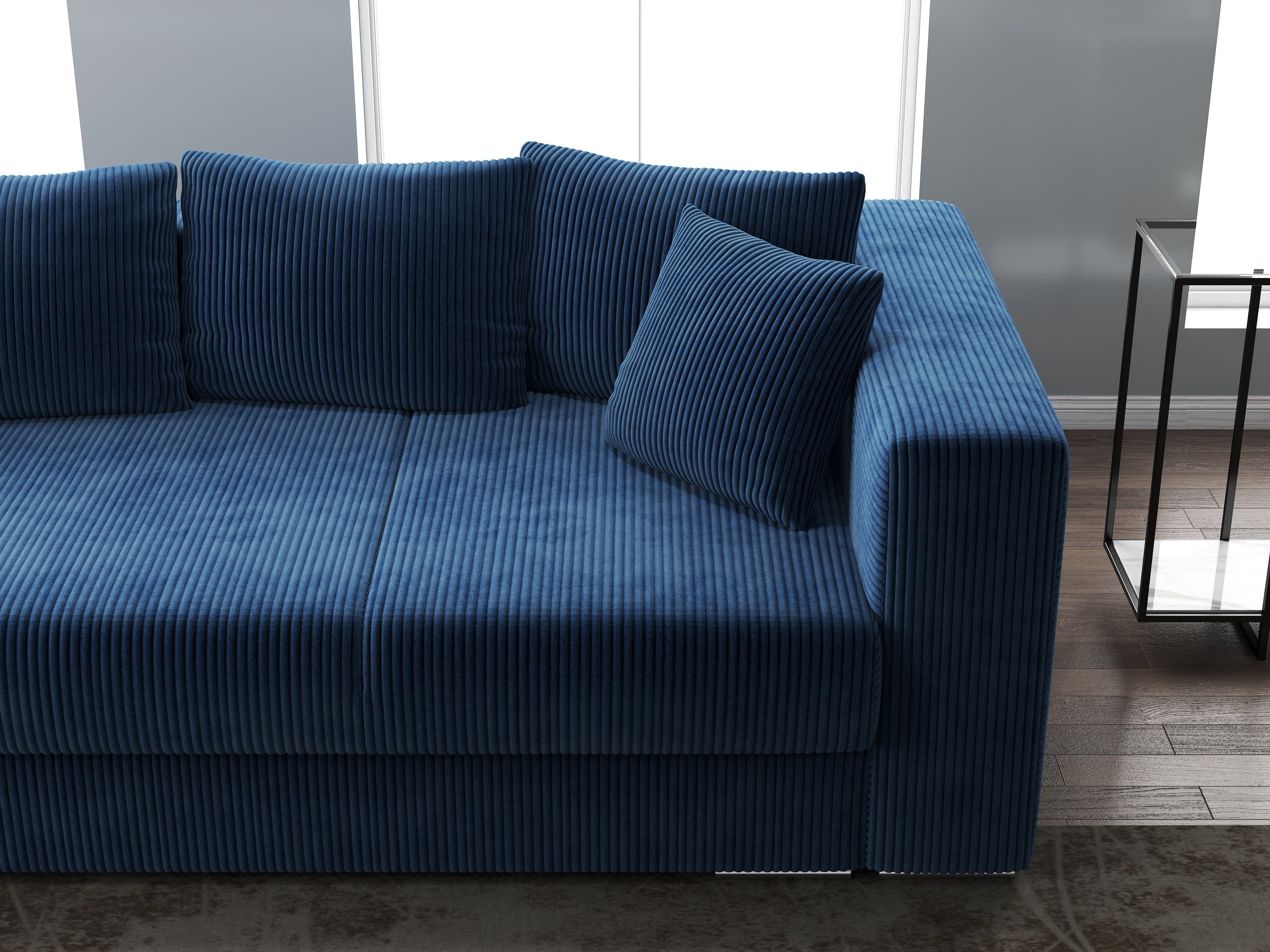 Canapea extensibilă dumonde cu ladă de depozitare si sezut confortabil din spuma HR, Gloria Zoom Blue 240x100 cm Fabrica