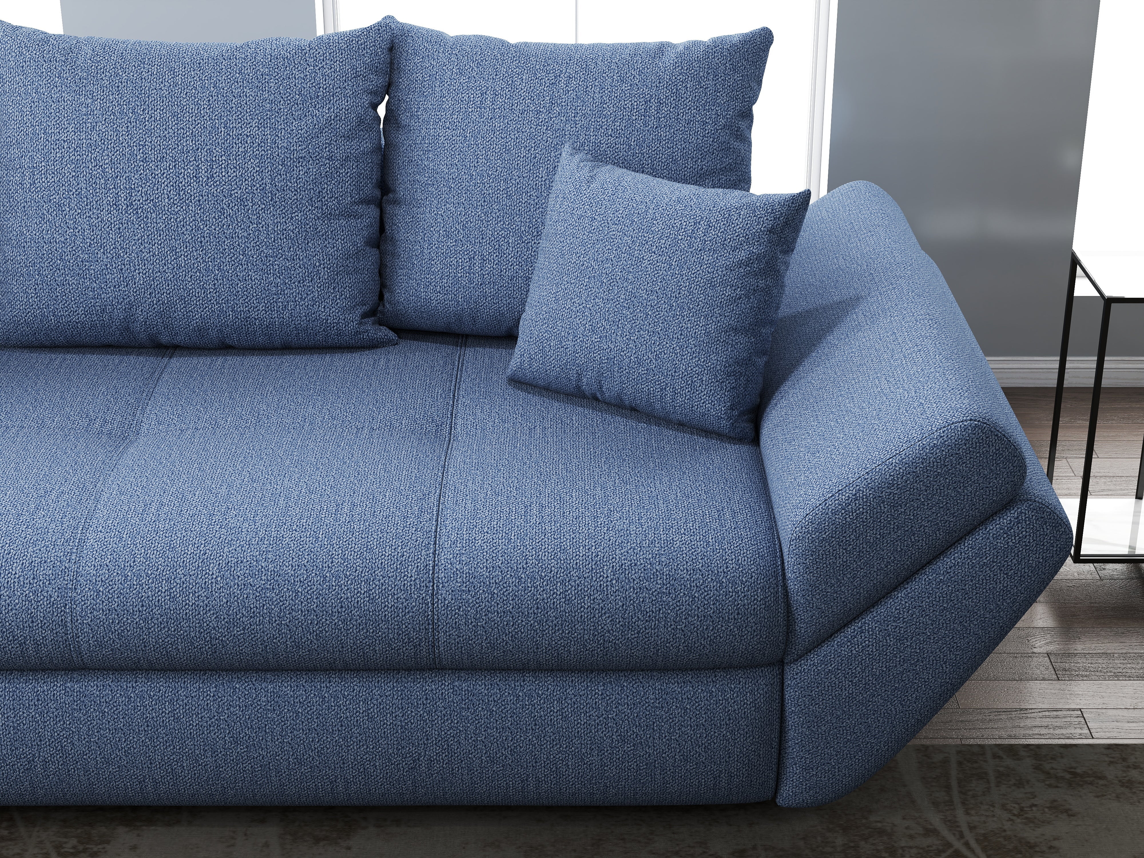 Canapea extensibilă dumonde cu ladă de depozitare si sezut confortabil din spuma HR, Loana Enjoy Blue 250x100 cm Fabrica