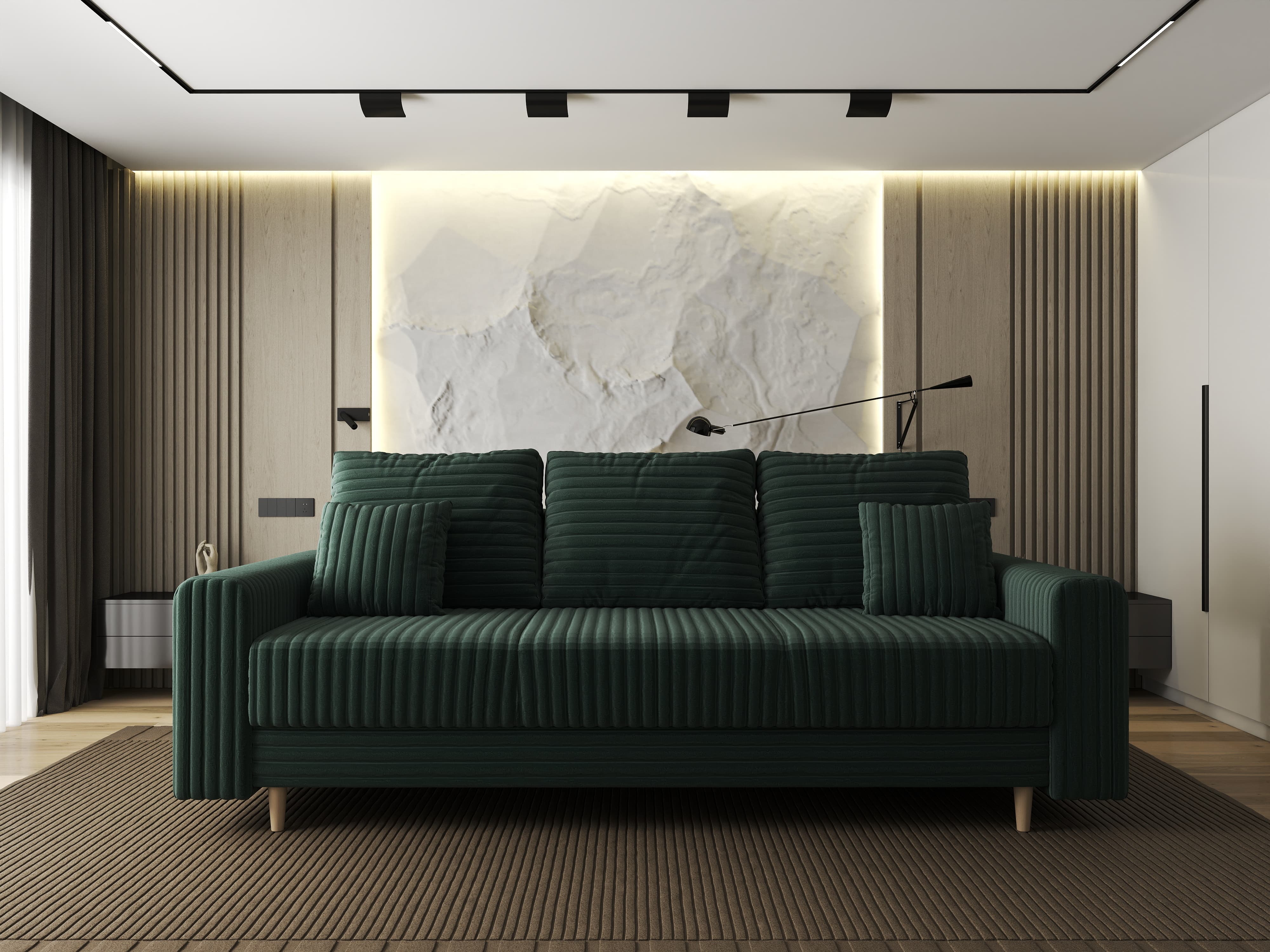 Canapea extensibilă dumonde cu ladă de depozitare si sezut confortabil din spuma HR, Kronos Ambience Verde 210x100 cm fabrica