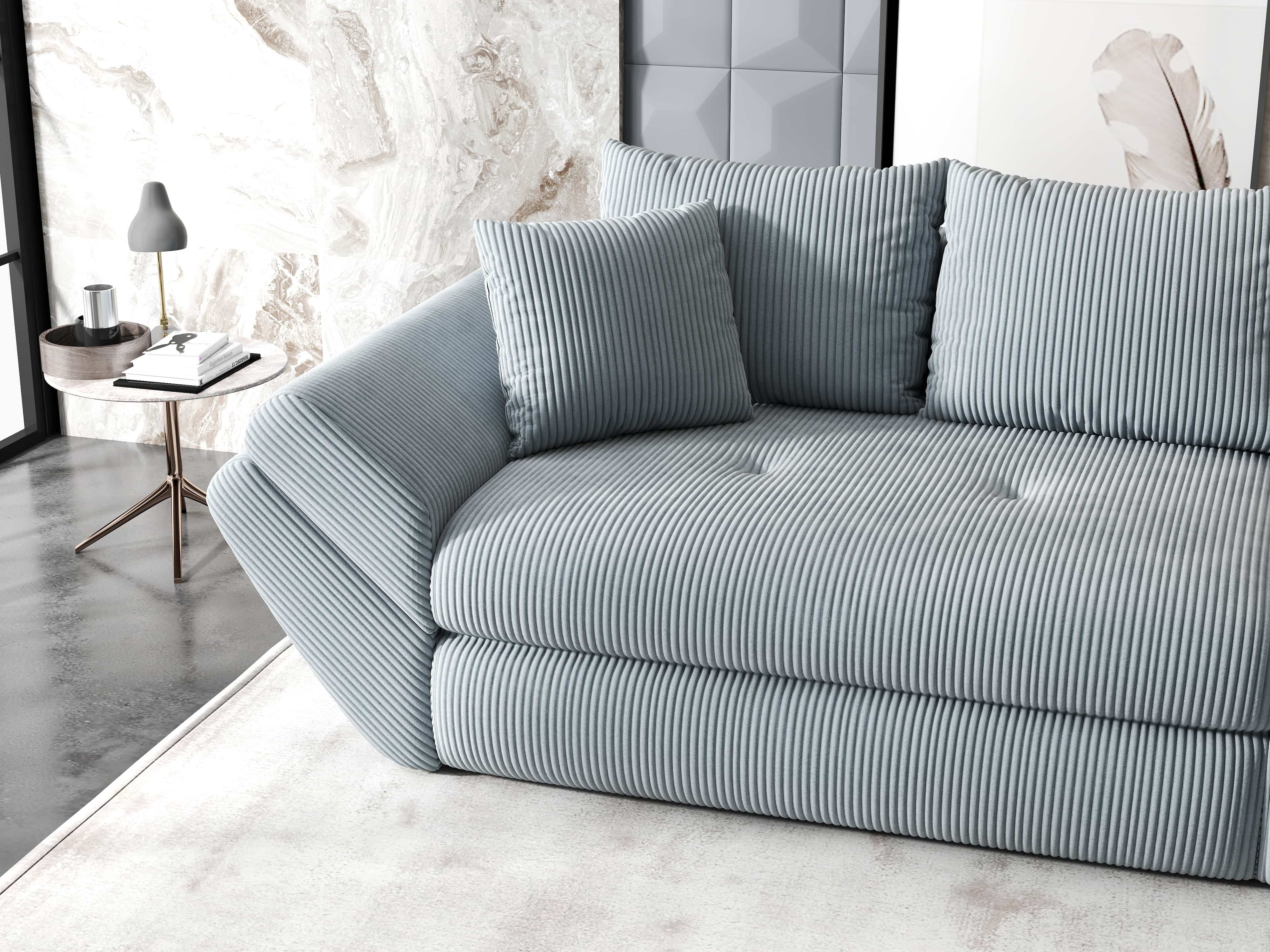 Canapea extensibilă dumonde cu ladă de depozitare si sezut confortabil din spuma HR, Loana Zoom Gri 300x100 cm Fabrica