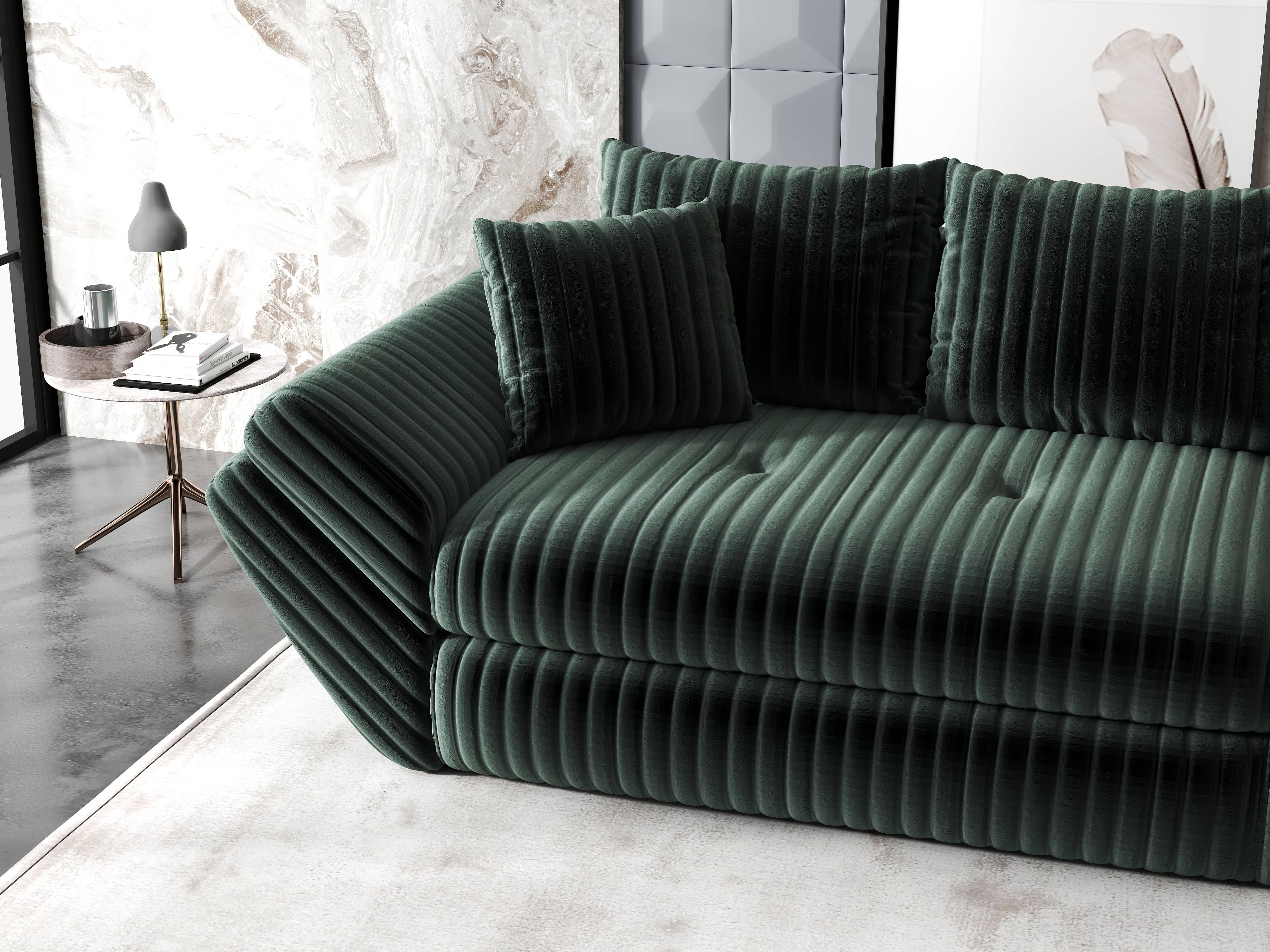 Canapea extensibilă dumonde cu ladă de depozitare si sezut confortabil din spuma HR, Loana Ambience Verde 300x100 cm Fabrica