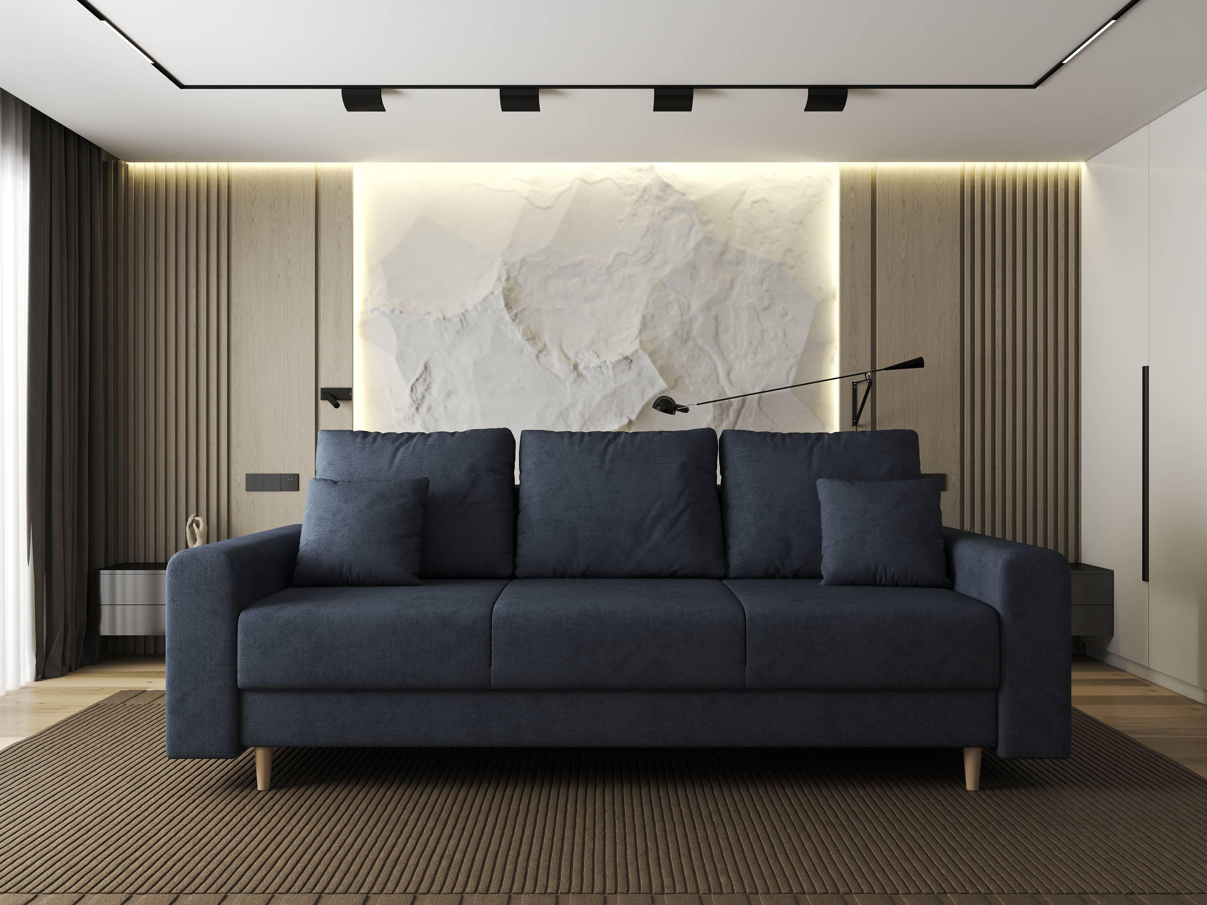 Canapea extensibilă dumonde cu ladă de depozitare si sezut confortabil din spuma HR, Kronos Enjoy Antracit 210x100 cm fabrica