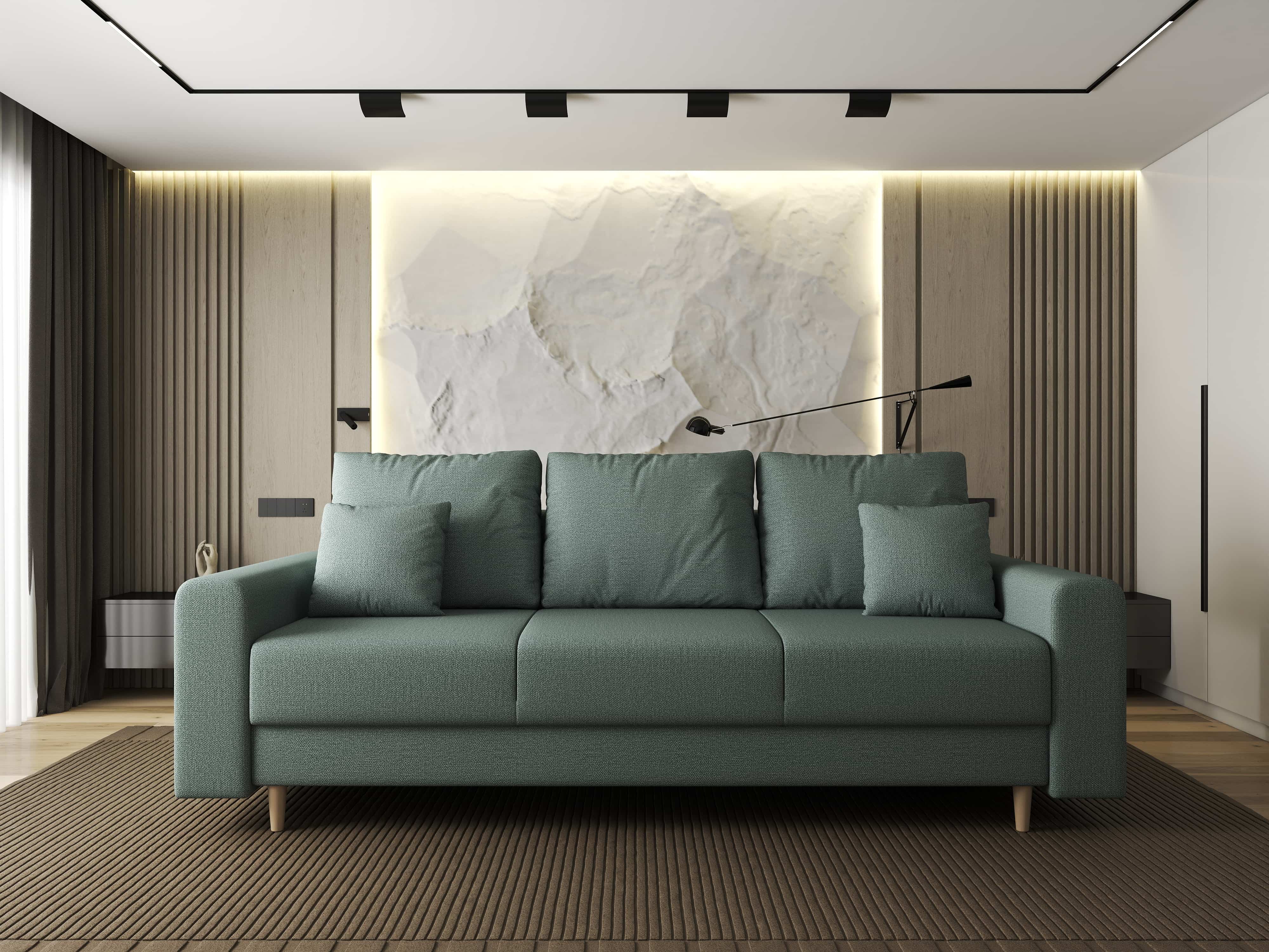 Canapea extensibilă dumonde cu ladă de depozitare si sezut confortabil din spuma HR, Kronos Enjoy Mint 210x100 cm fabrica