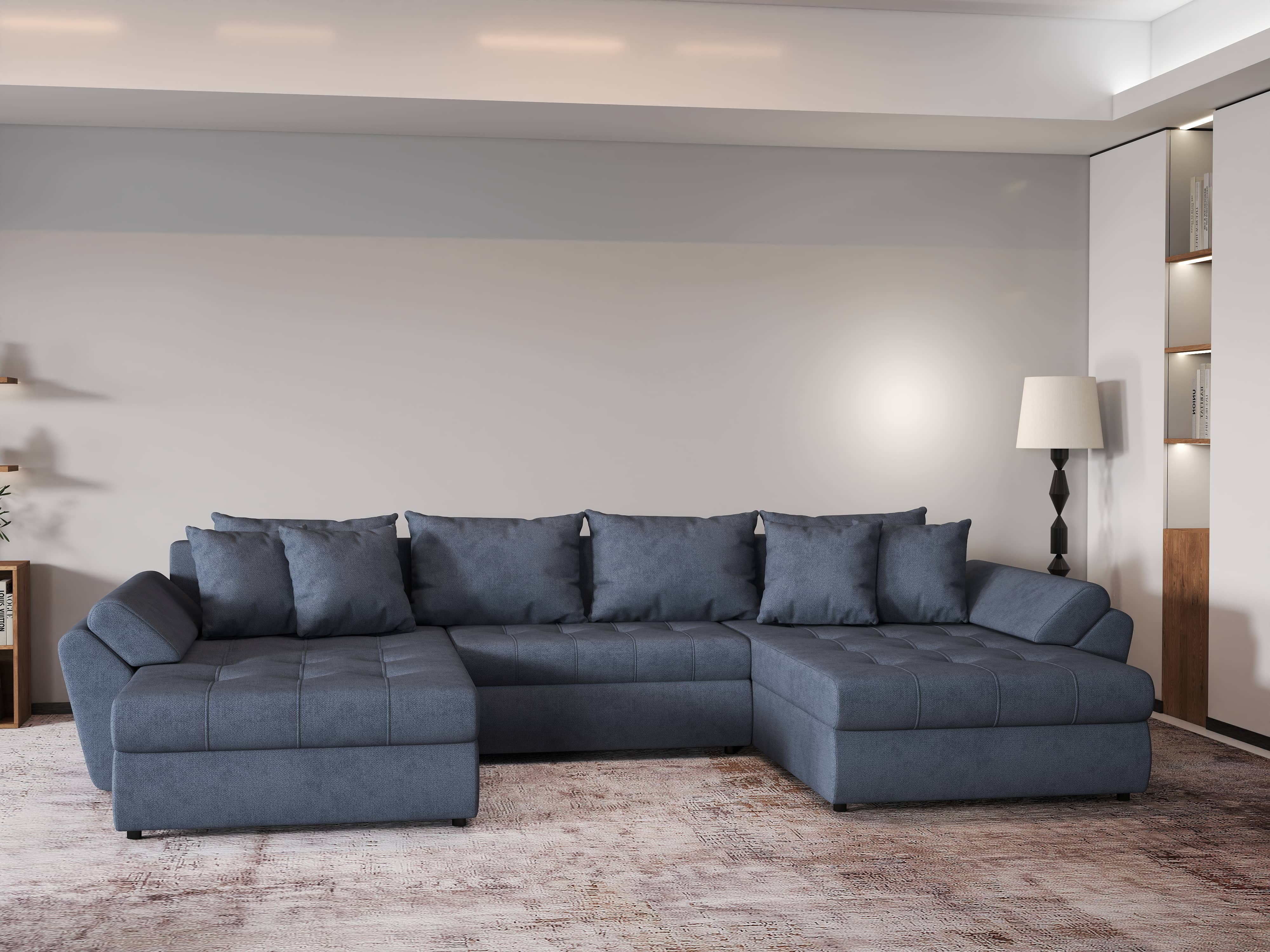Colțar extensibil dumonde cu ladă de depozitare si sezut confortabil din spuma HR, Loana Grey U 355x185 cm Fabrica