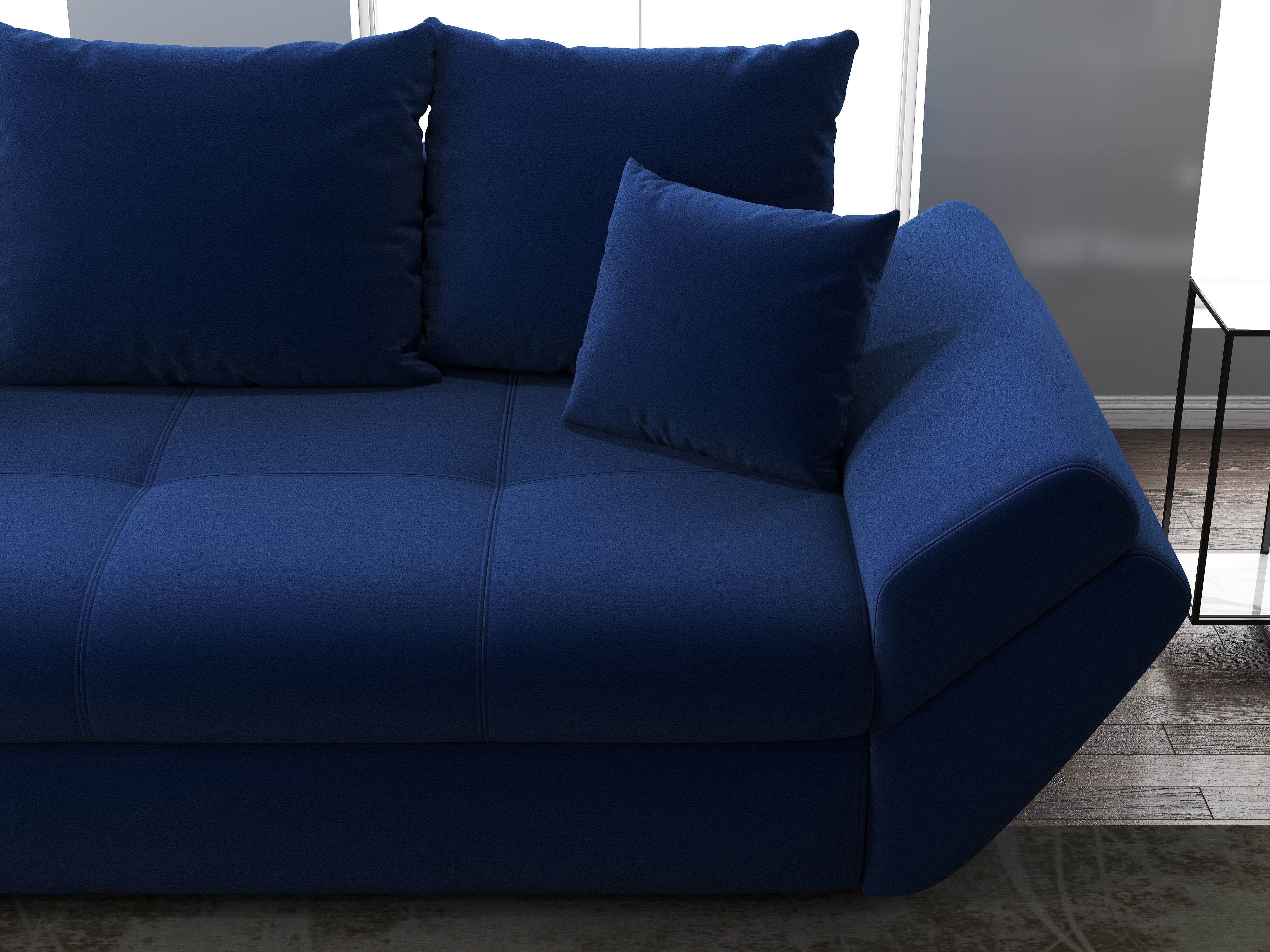 Canapea extensibilă dumonde cu ladă de depozitare si sezut confortabil din spuma HR, Loana Royal Blue 250x100 cm Fabrica