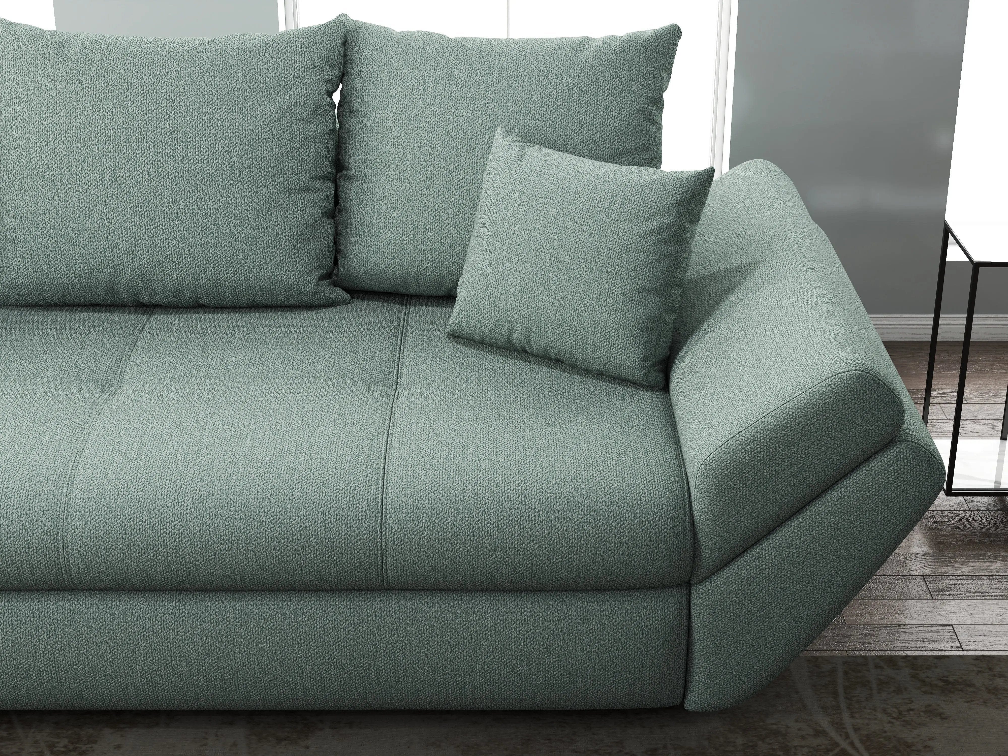 Canapea extensibilă dumonde cu ladă de depozitare si sezut confortabil din spuma HR, Loana Enjoy Mint 250x100 cm Fabrica