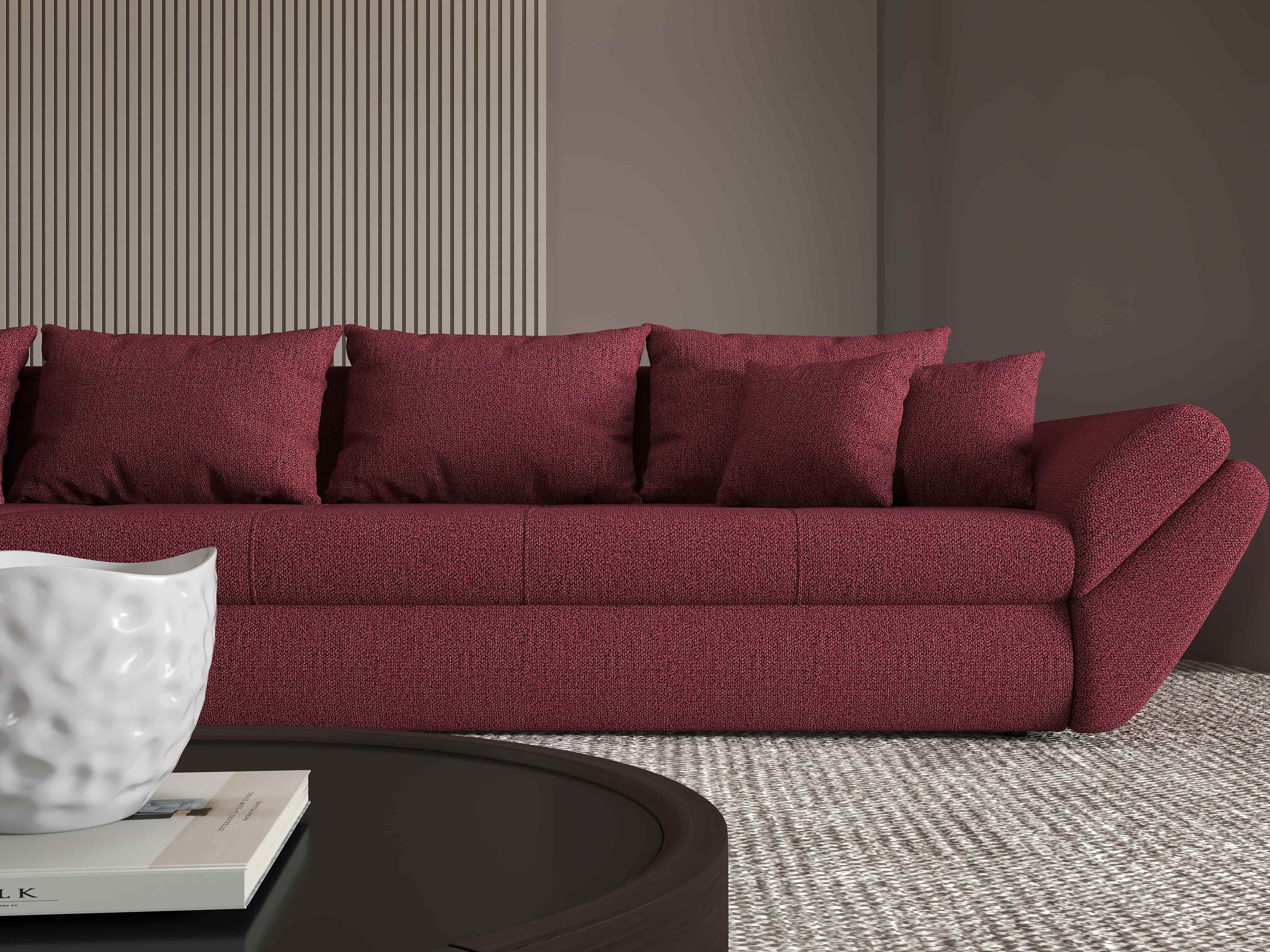 Colțar extensibil dumonde cu ladă de depozitare si sezut confortabil din spuma HR, Loana XL Enjoy Winery 335x185 cm Fabrica