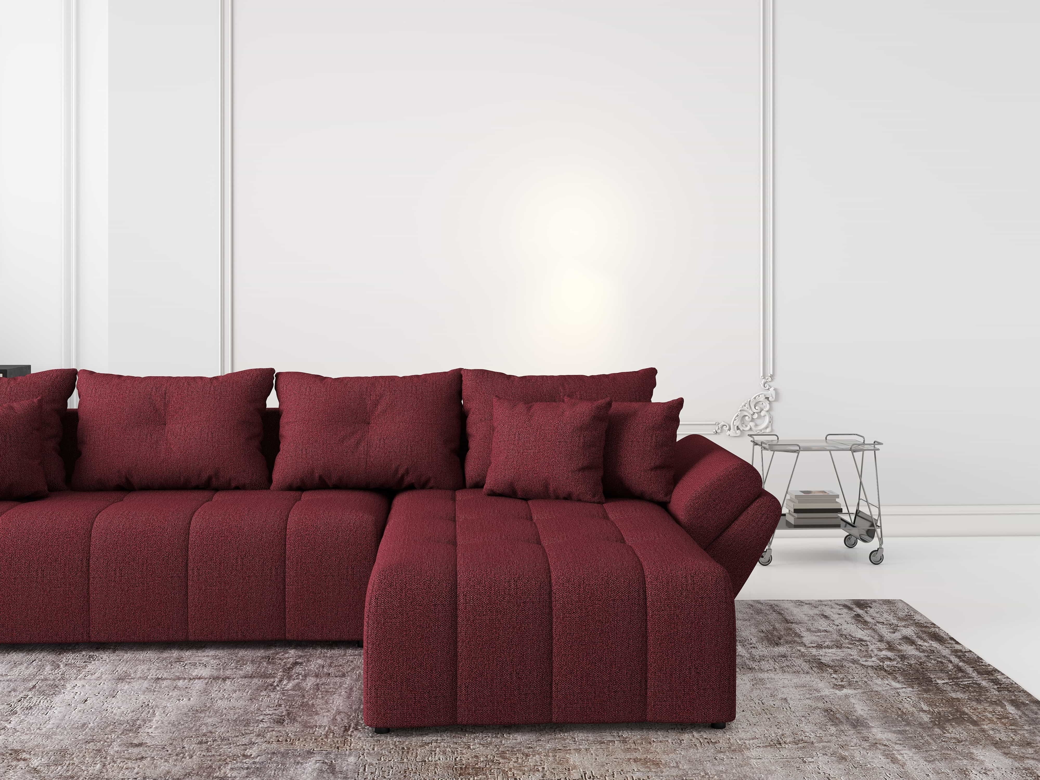 Colțar extensibil dumonde cu ladă de depozitare si sezut confortabil din spuma HR, Berlin XL Enjoy Red 350x185 cm II Fabrica