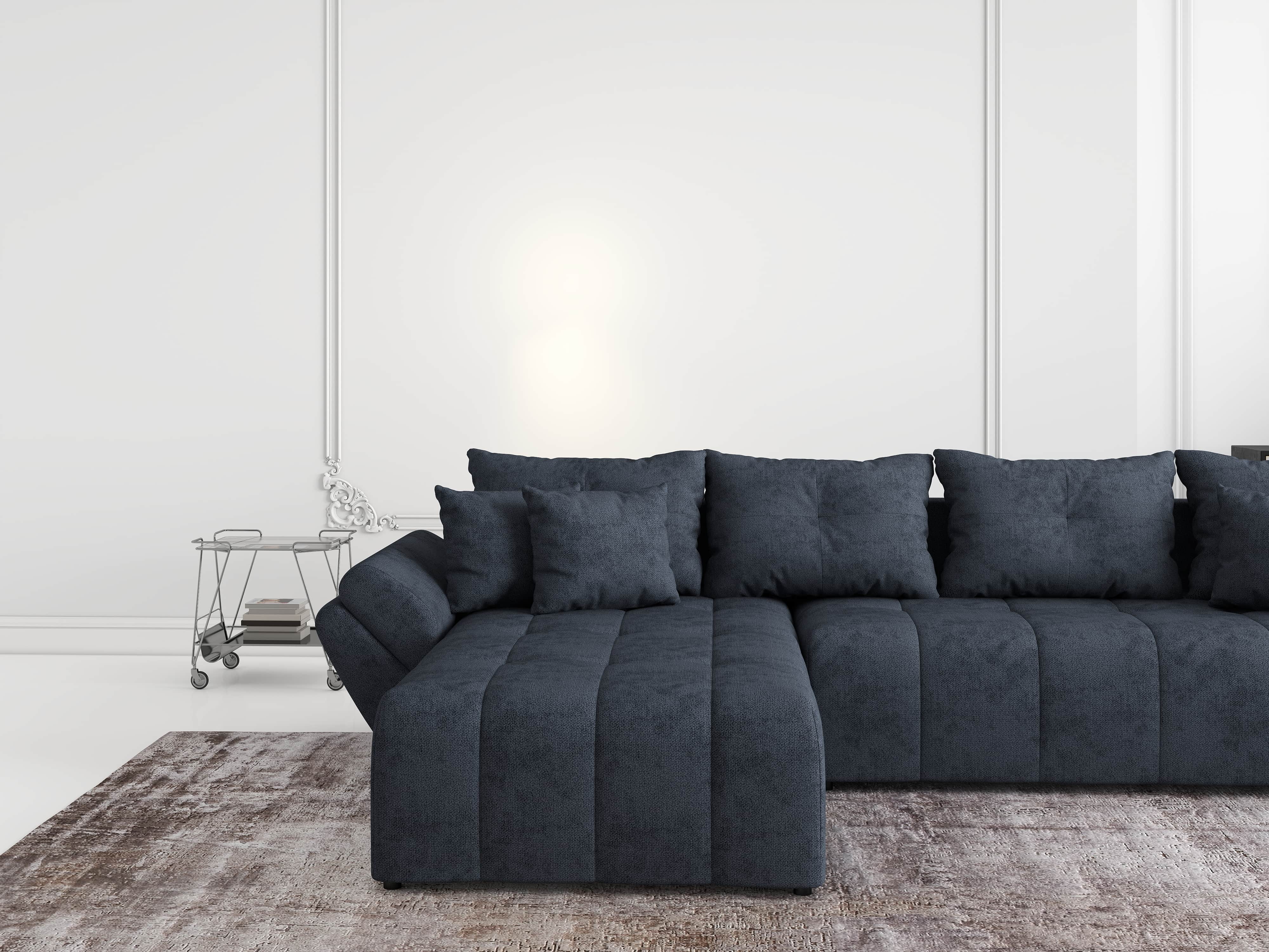 Colțar extensibil dumonde cu ladă de depozitare si sezut confortabil din spuma HR, Berlin XL Enjoy Antracit 350x185 cm Fabrica