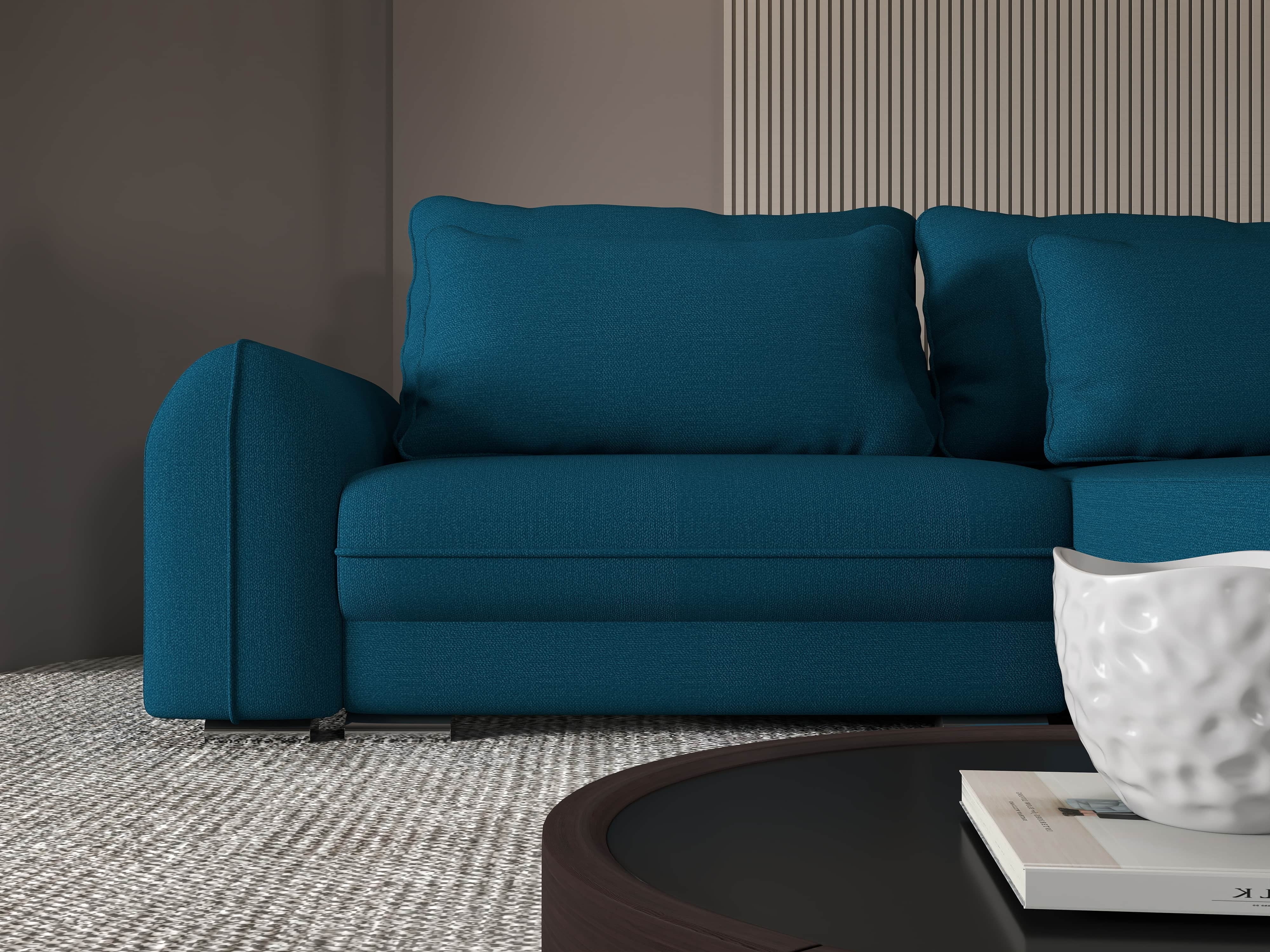 Colțar extensibil dumonde cu ladă de depozitare si sezut confortabil din spuma HR, Denver Enjoy Petrol 275x185 cm II Fabrica