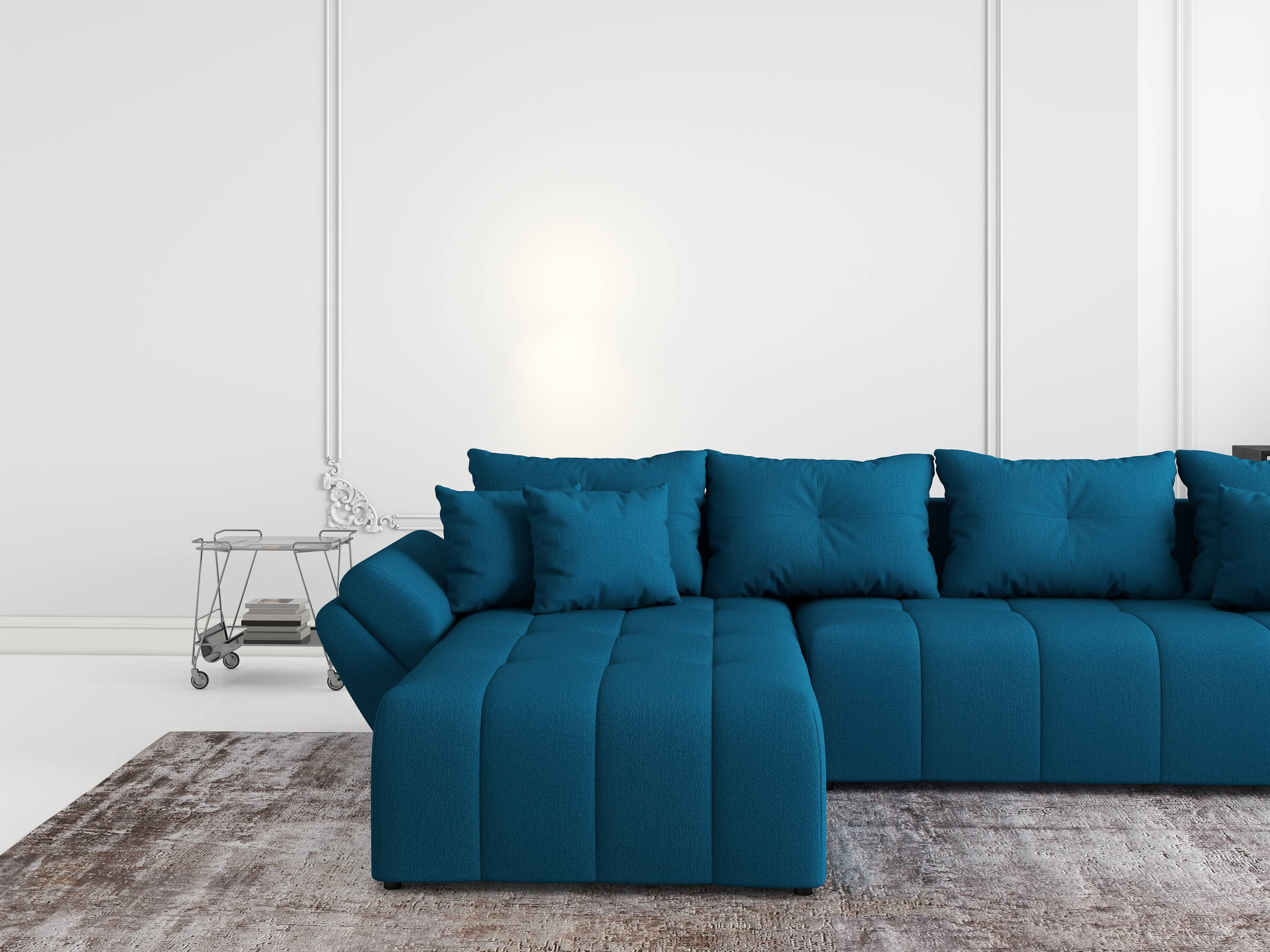 Colțar extensibil dumonde cu ladă de depozitare si sezut confortabil din spuma HR, Berlin XL Enjoy Petrol 350x185 cm Fabrica