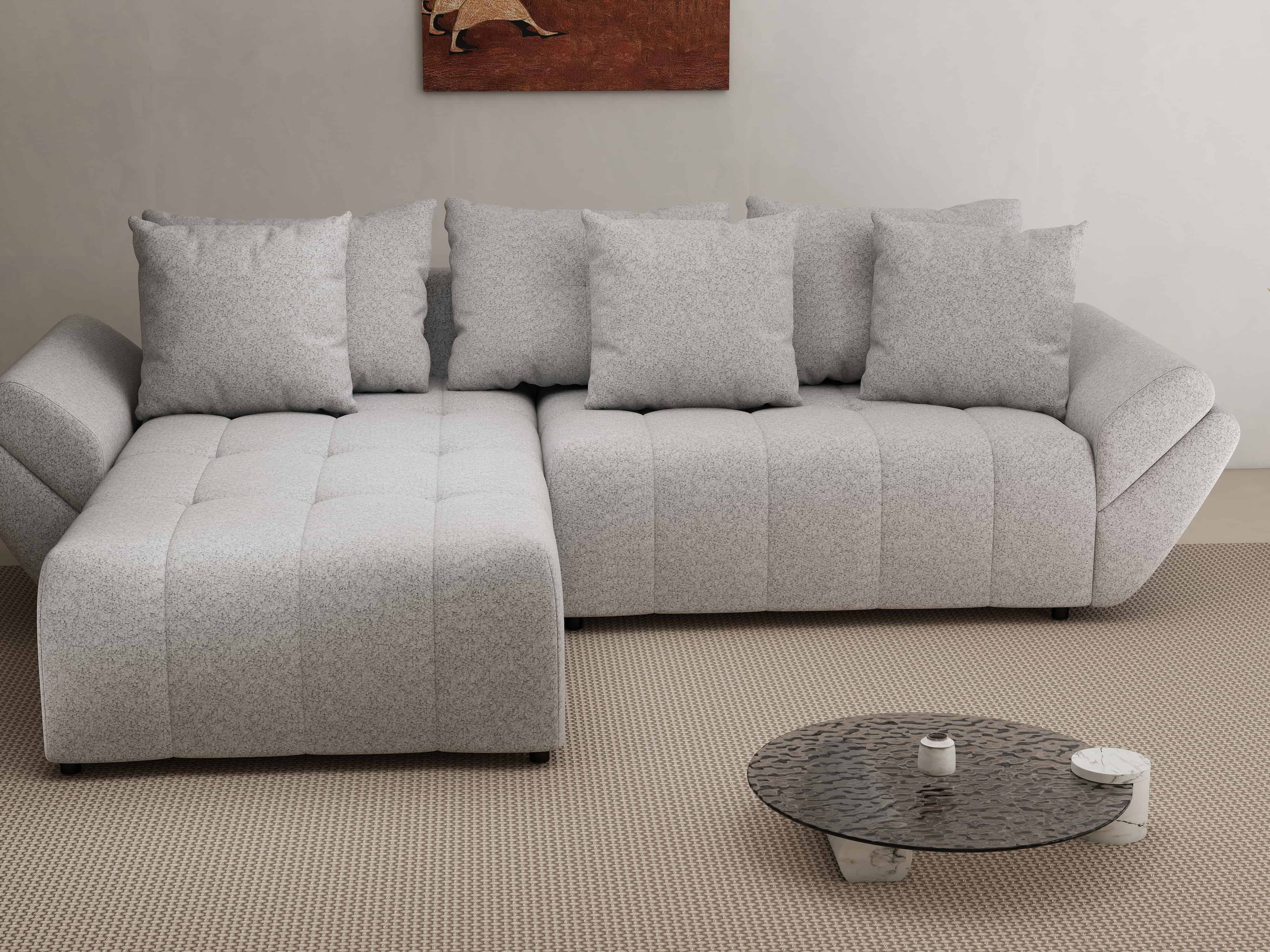 Colțar extensibil dumonde cu ladă de depozitare si sezut confortabil din spuma HR, Berlin Euphoria Dove 280x185 cm Fabrica