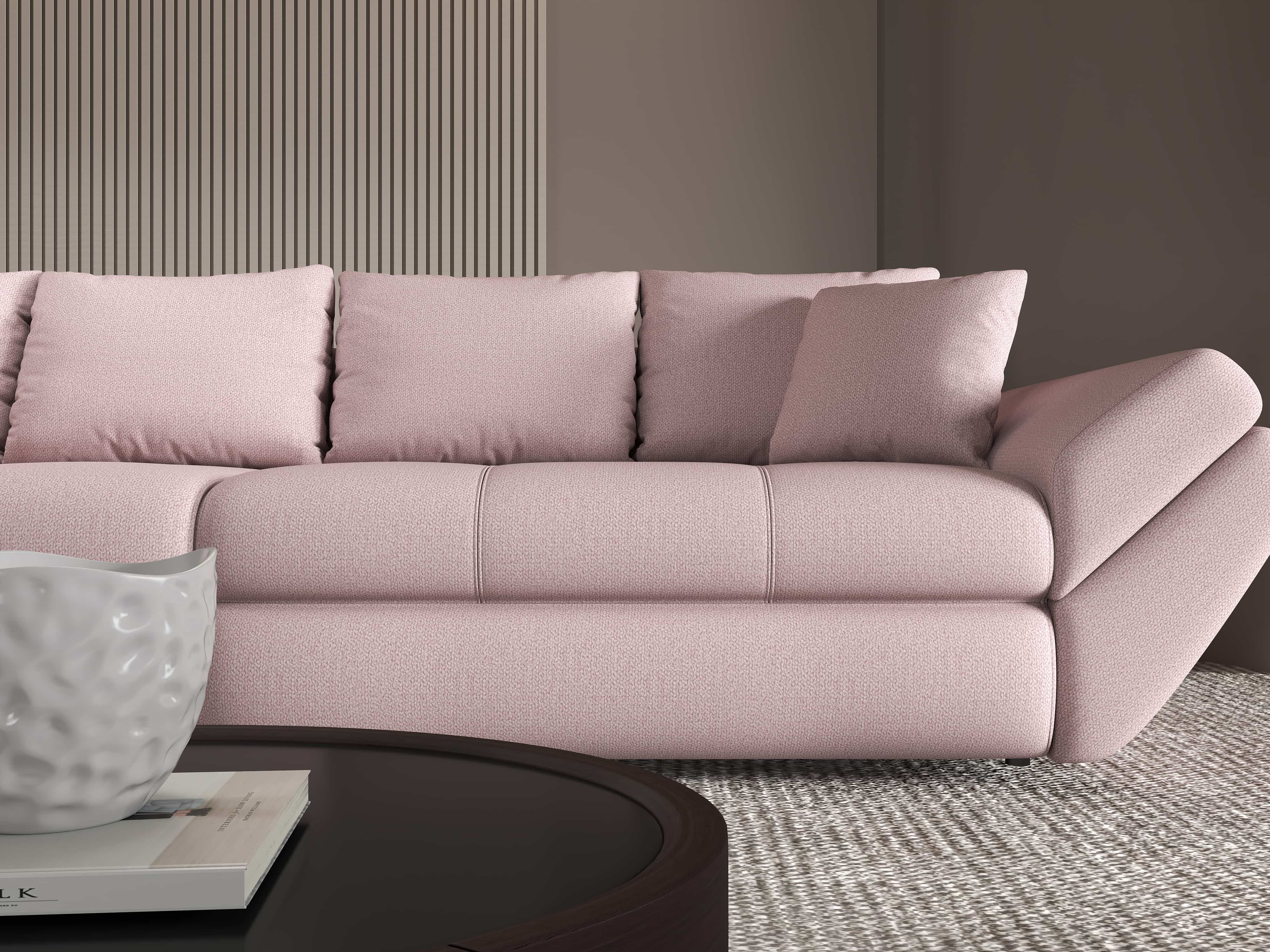 Canapea extensibilă dumonde cu ladă de depozitare si sezut confortabil din spuma HR, Loana Enjoy Roz 300x100 cm Fabrica