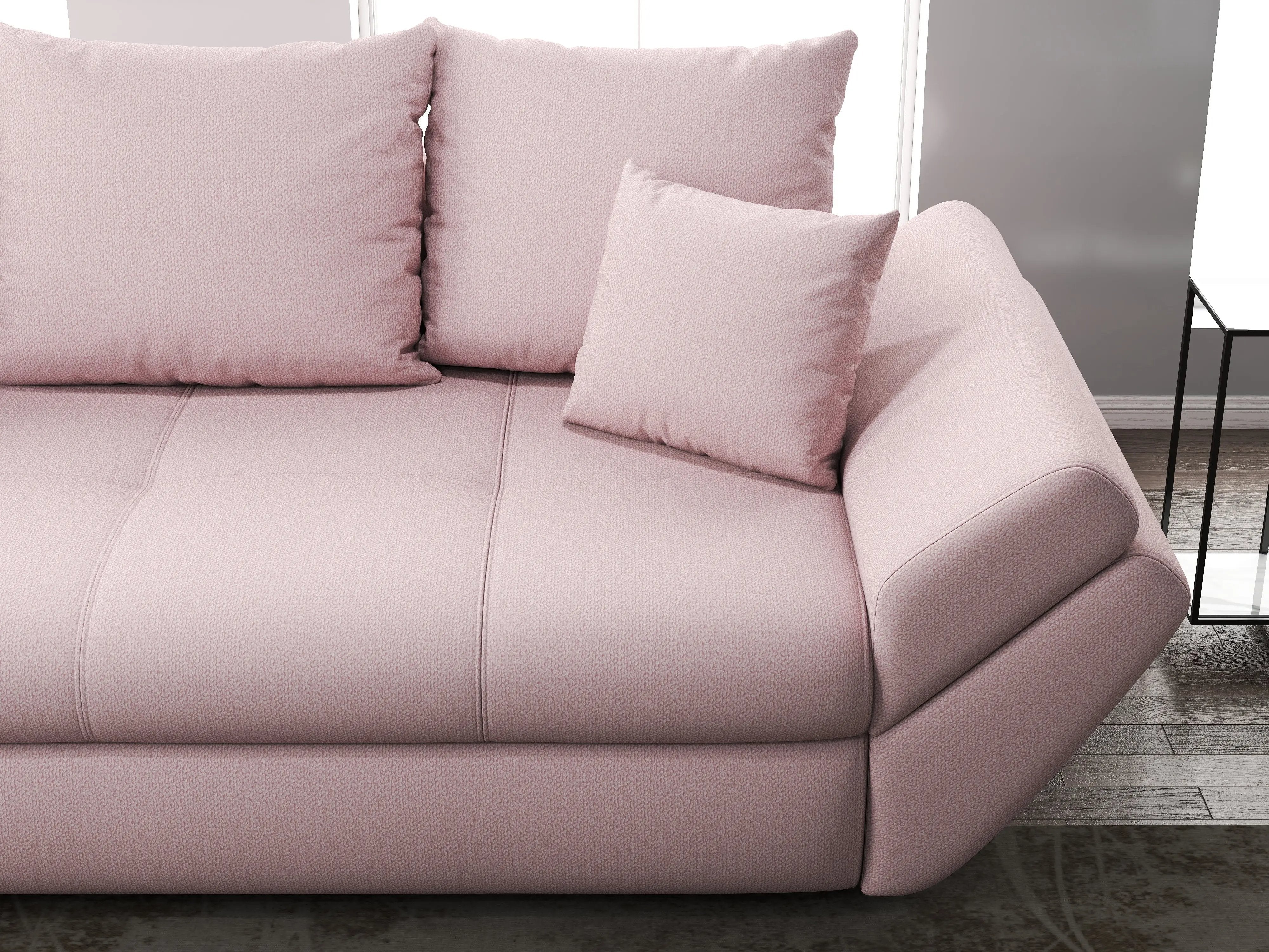 Canapea extensibilă dumonde cu ladă de depozitare si sezut confortabil din spuma HR, Loana Enjoy Flamingo 250x100 cm Fabrica