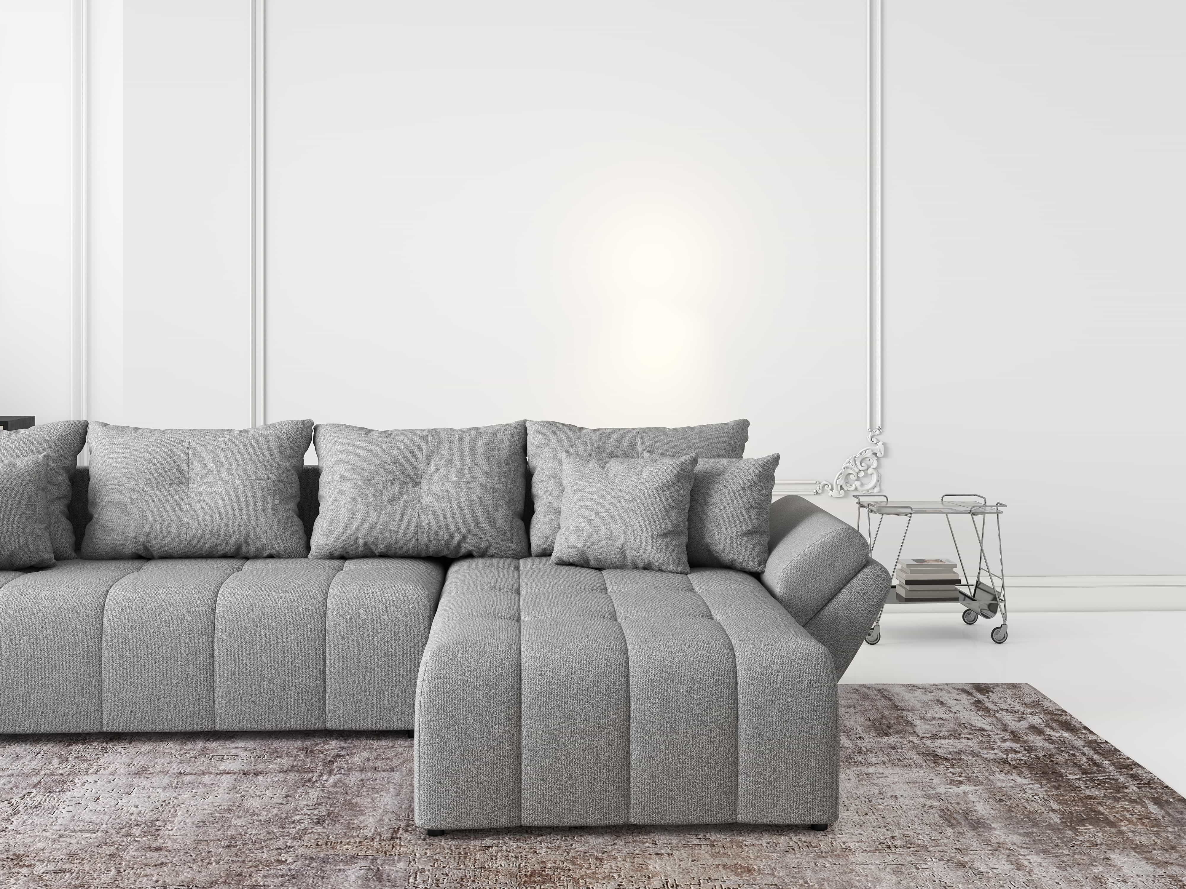 Colțar extensibil dumonde cu ladă de depozitare si sezut confortabil din spuma HR, Berlin XL Enjoy Grey 350x185 cm II Fabrica